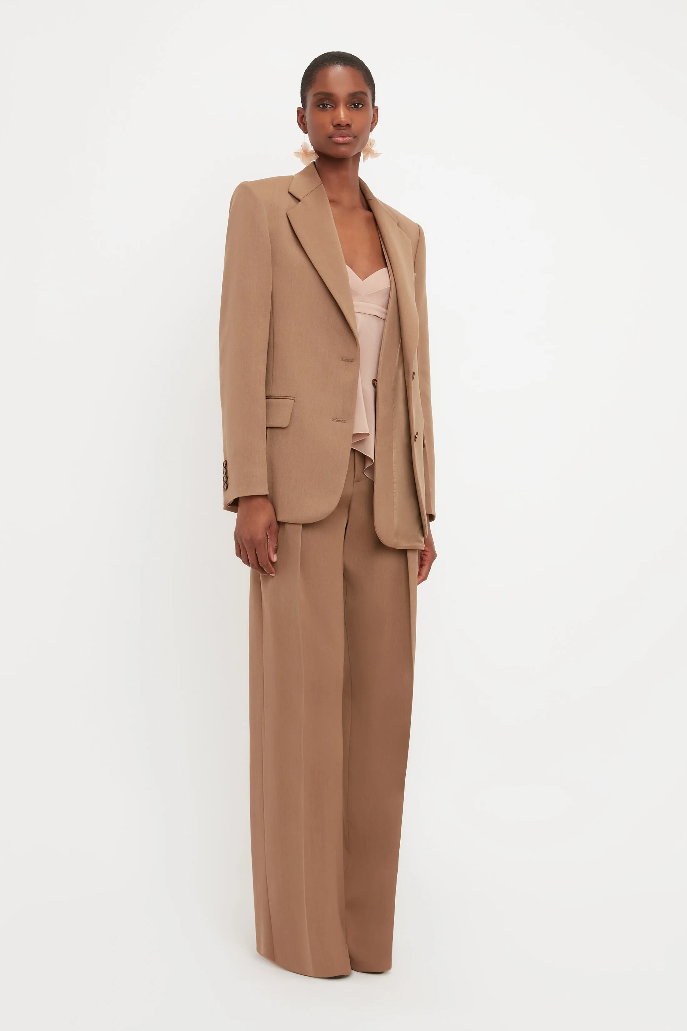 Asymmetric Double Layer Jacket In Fawn