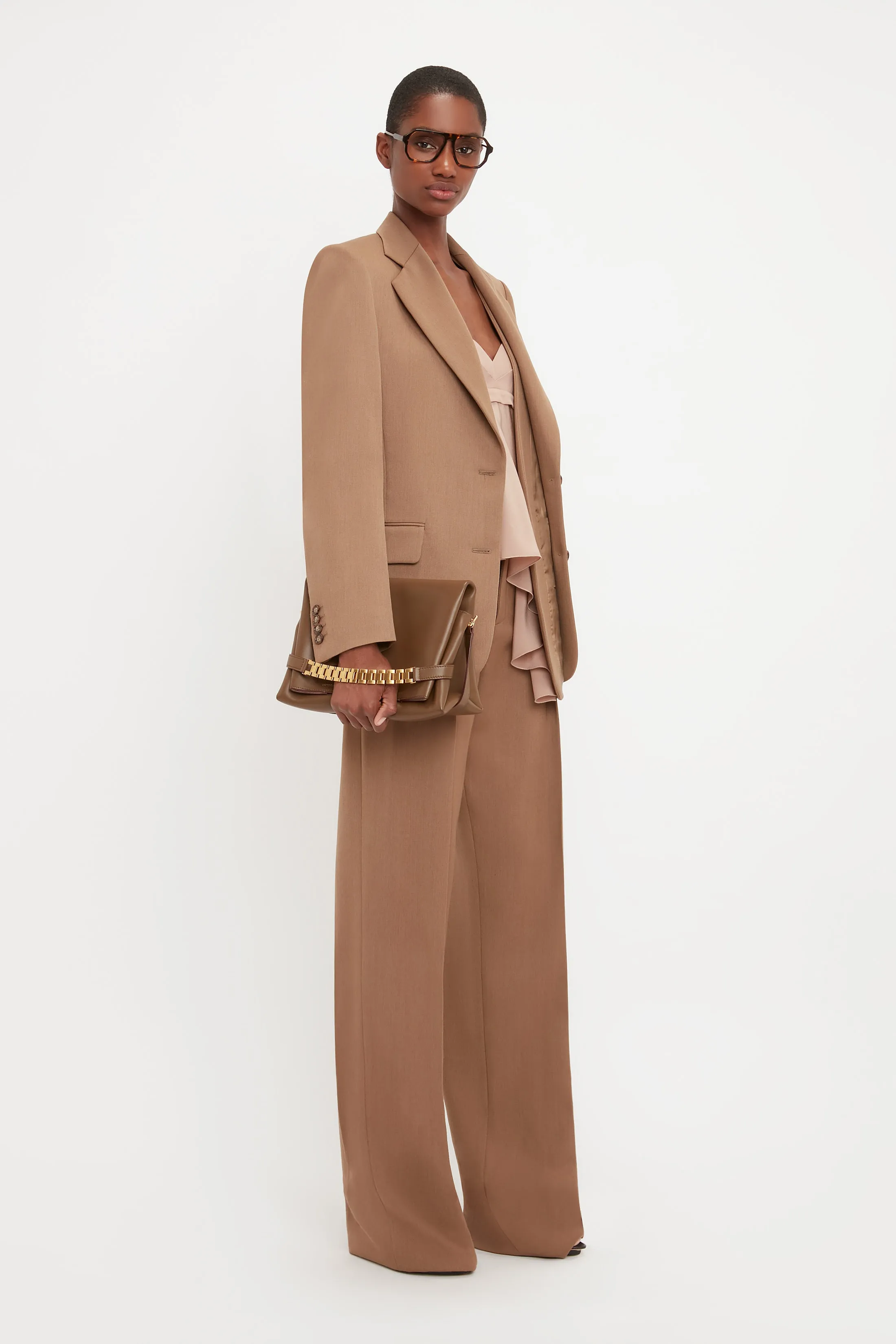 Asymmetric Double Layer Jacket In Fawn