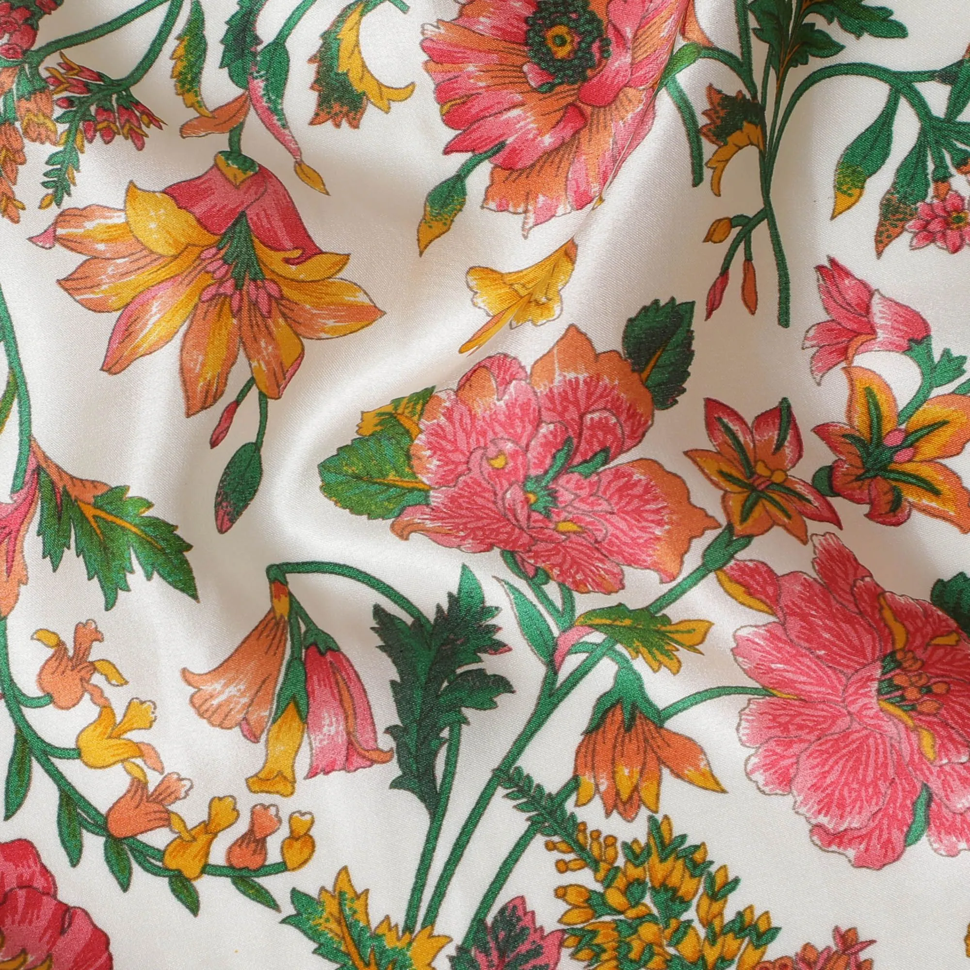 Blossoming Spring Silk Satin Fabric - 110cm Wide - D18284