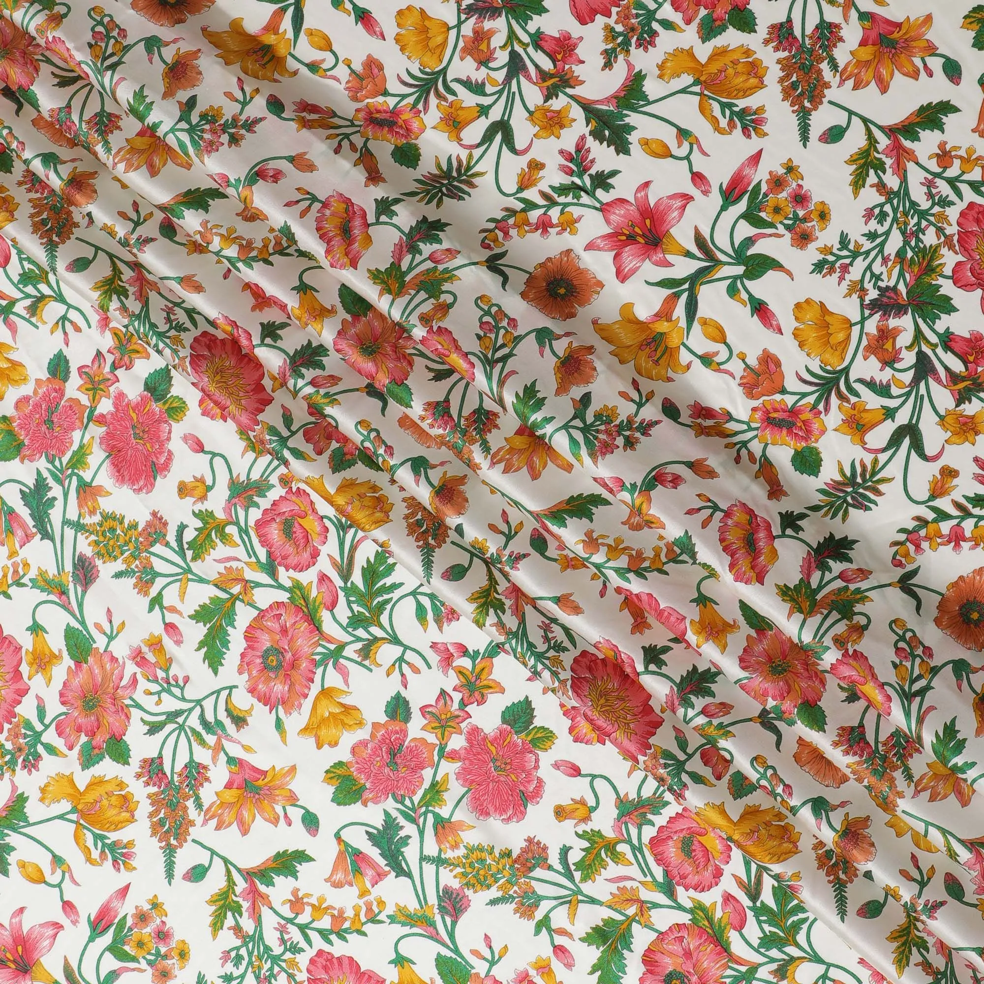 Blossoming Spring Silk Satin Fabric - 110cm Wide - D18284