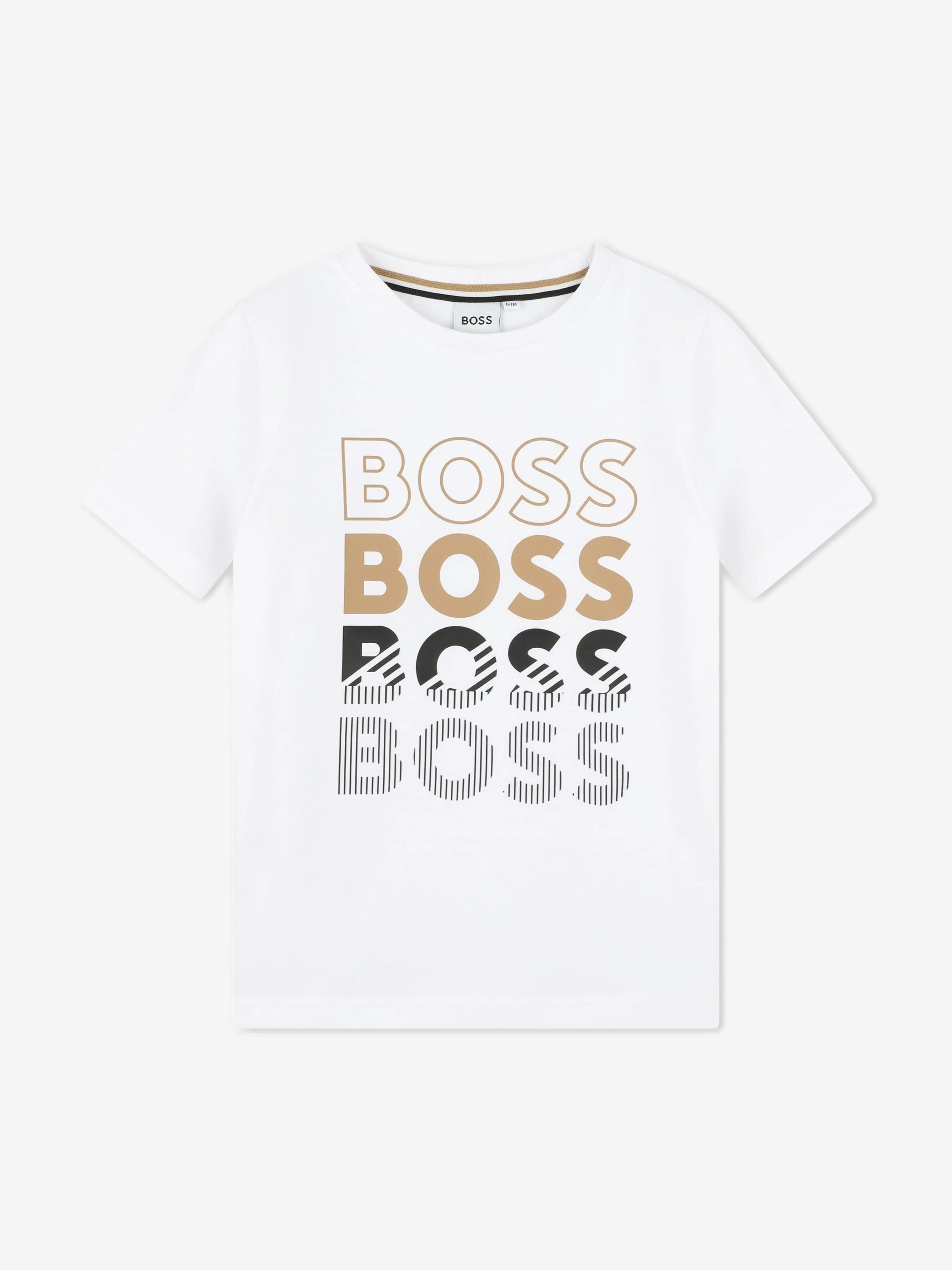 BOSS Boys Multi Logo Print T-Shirt in White