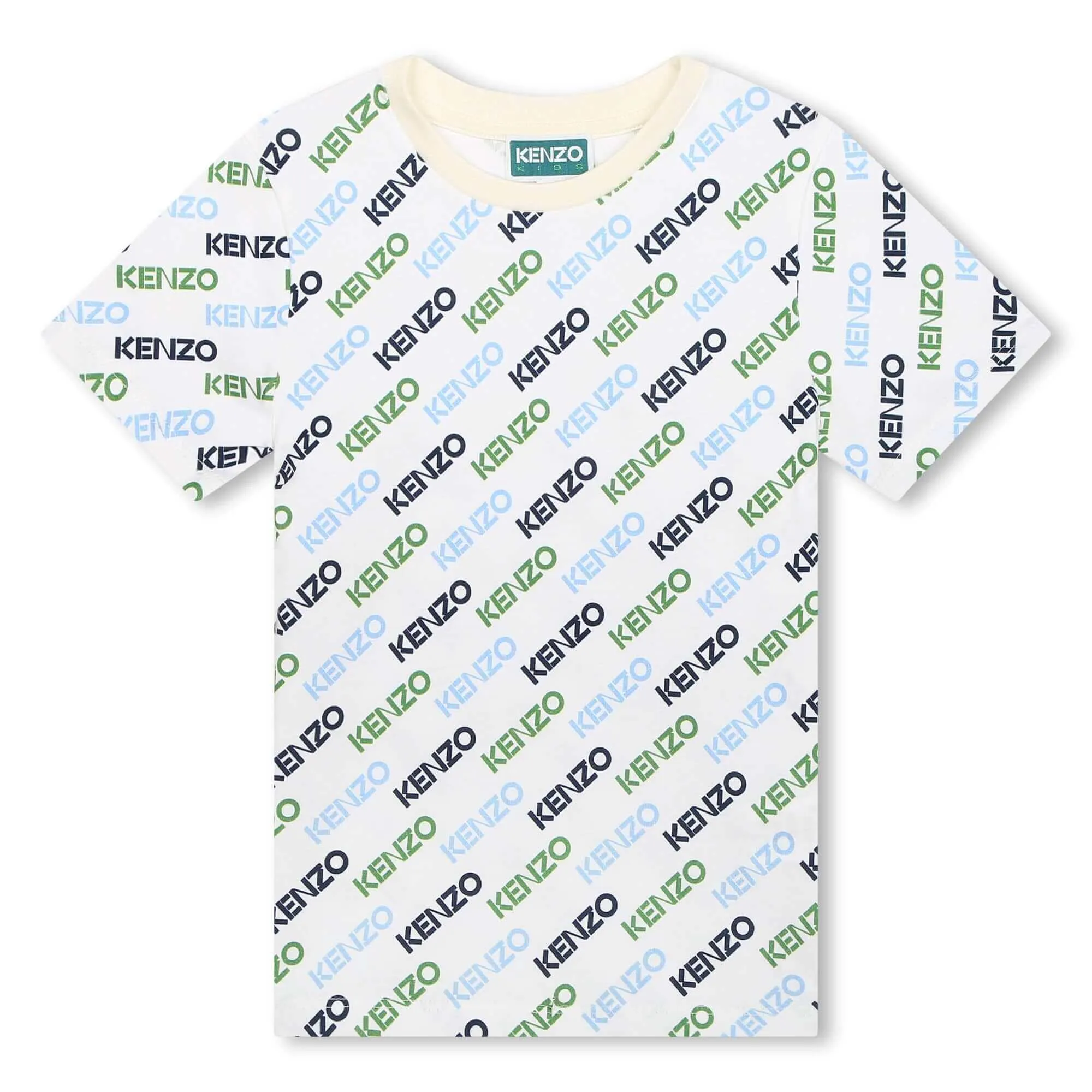 Boys Cream All Over Logo Print T-Shirt