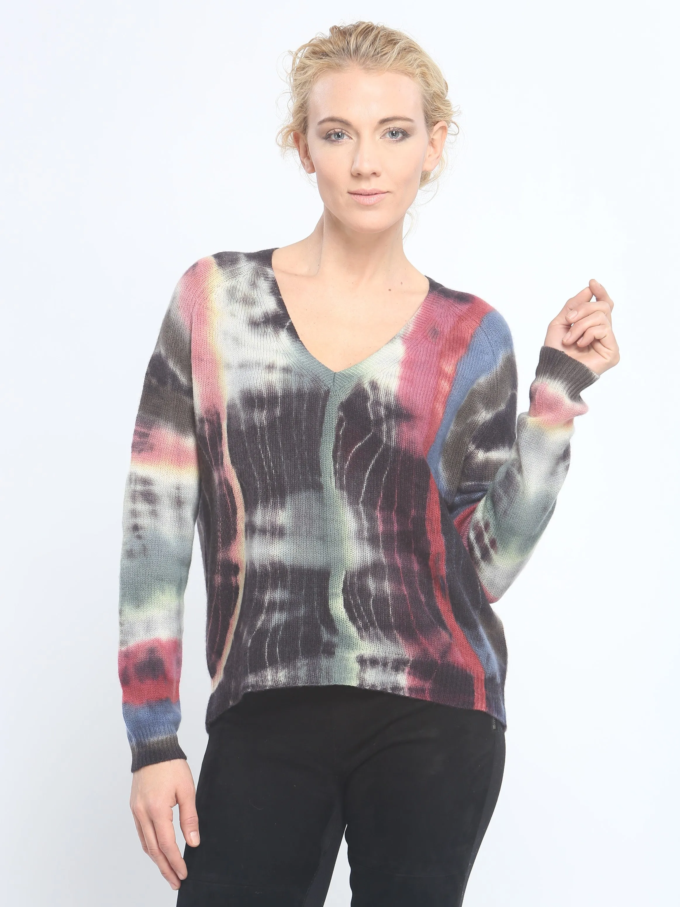 Cashmere Hand Dye V Neck Pullover