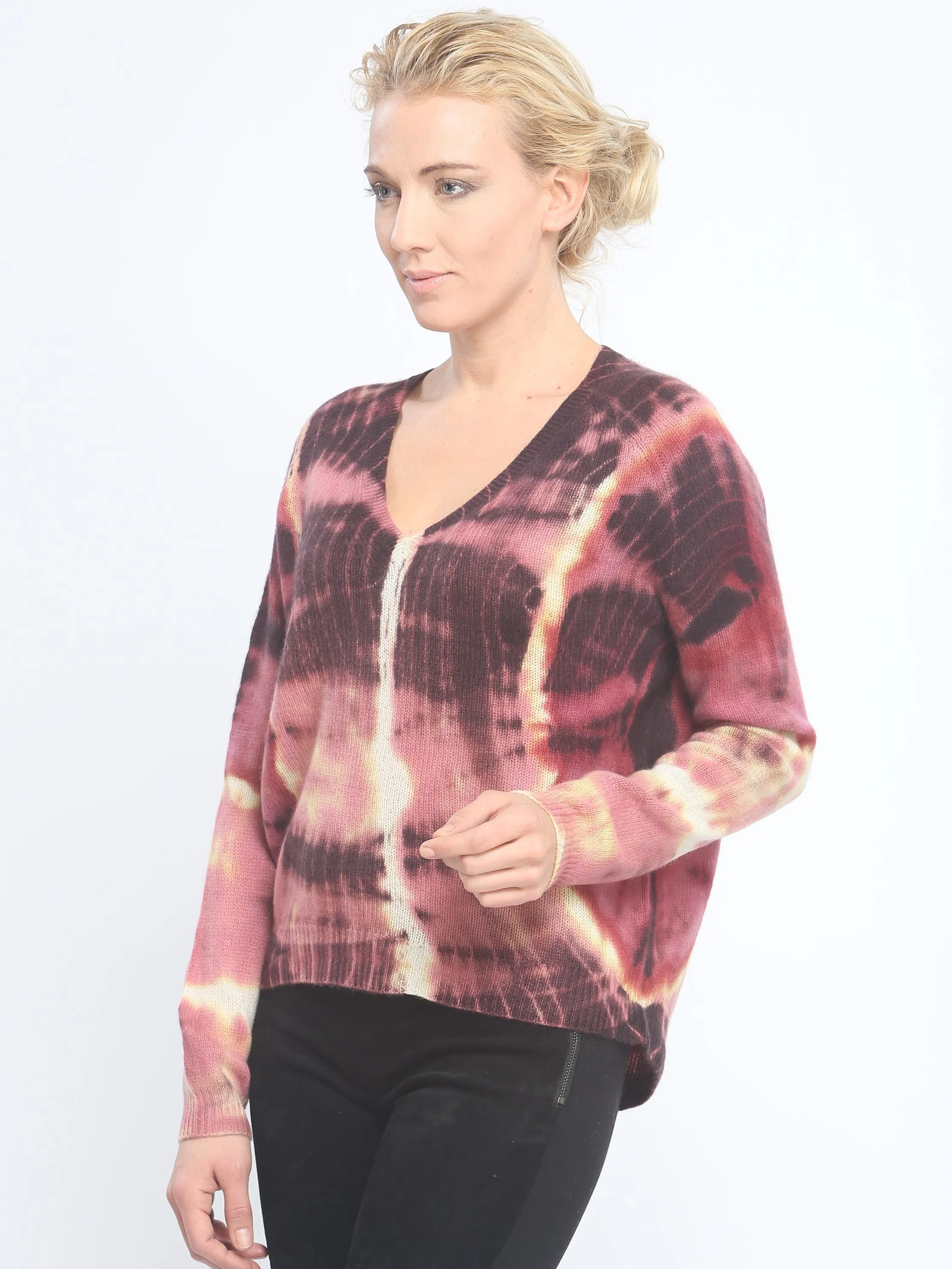 Cashmere Hand Dye V Neck Pullover