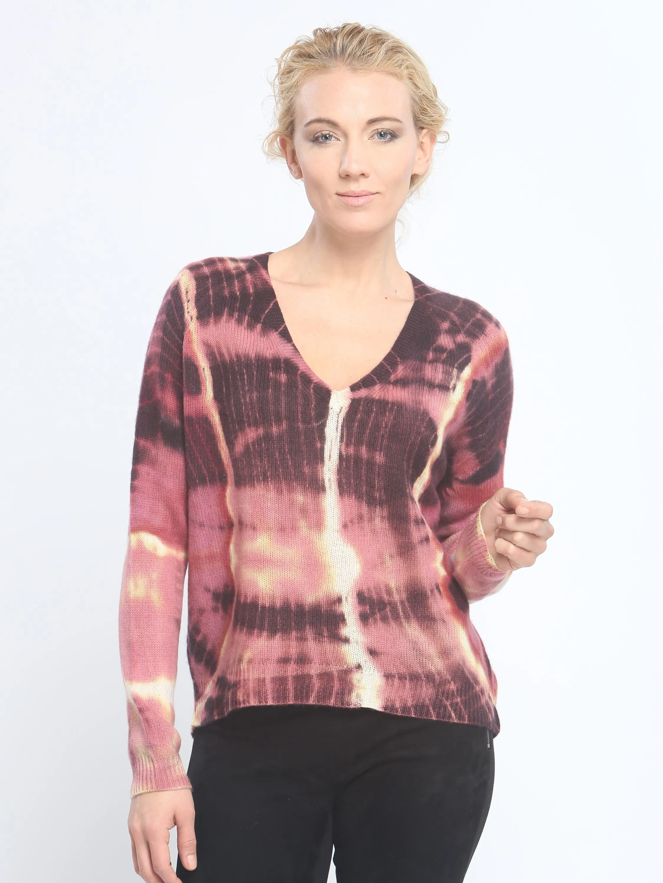 Cashmere Hand Dye V Neck Pullover