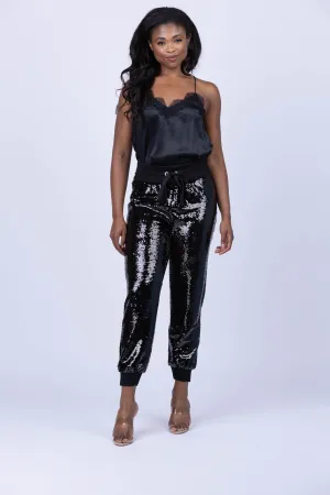 Cinq a Sept Sequin Gile Pant in Black