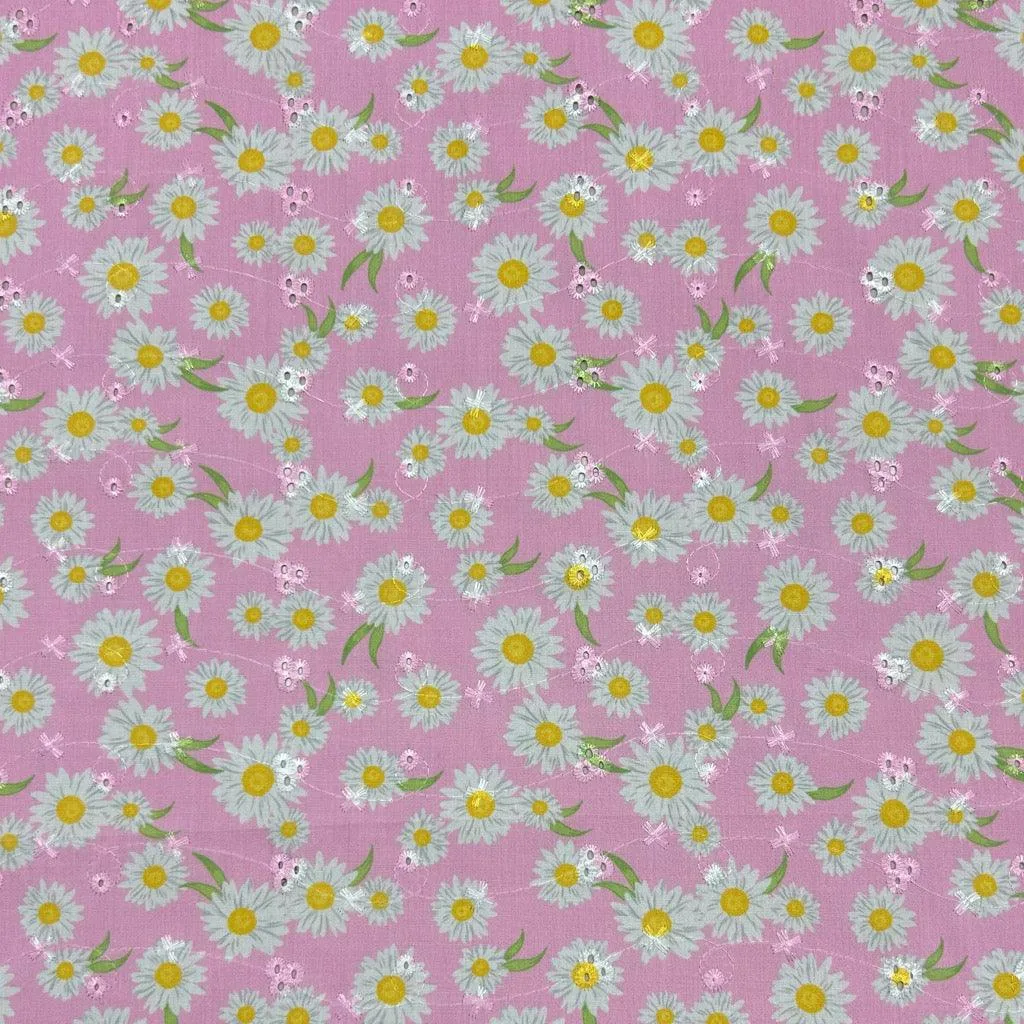 Daisies Broderie Anglaise Polycotton Fabric