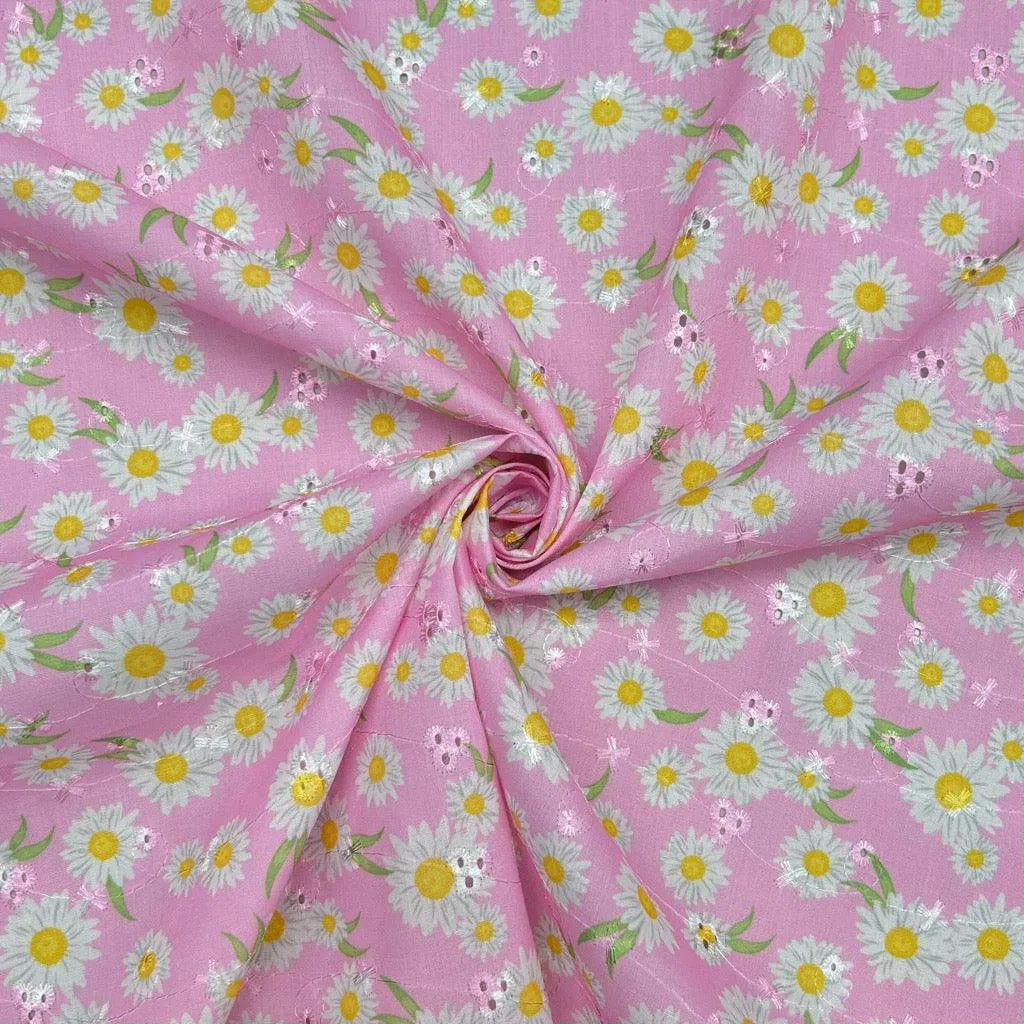 Daisies Broderie Anglaise Polycotton Fabric