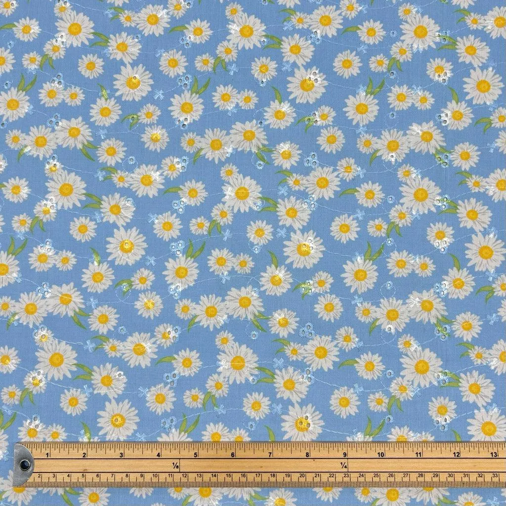 Daisies Broderie Anglaise Polycotton Fabric