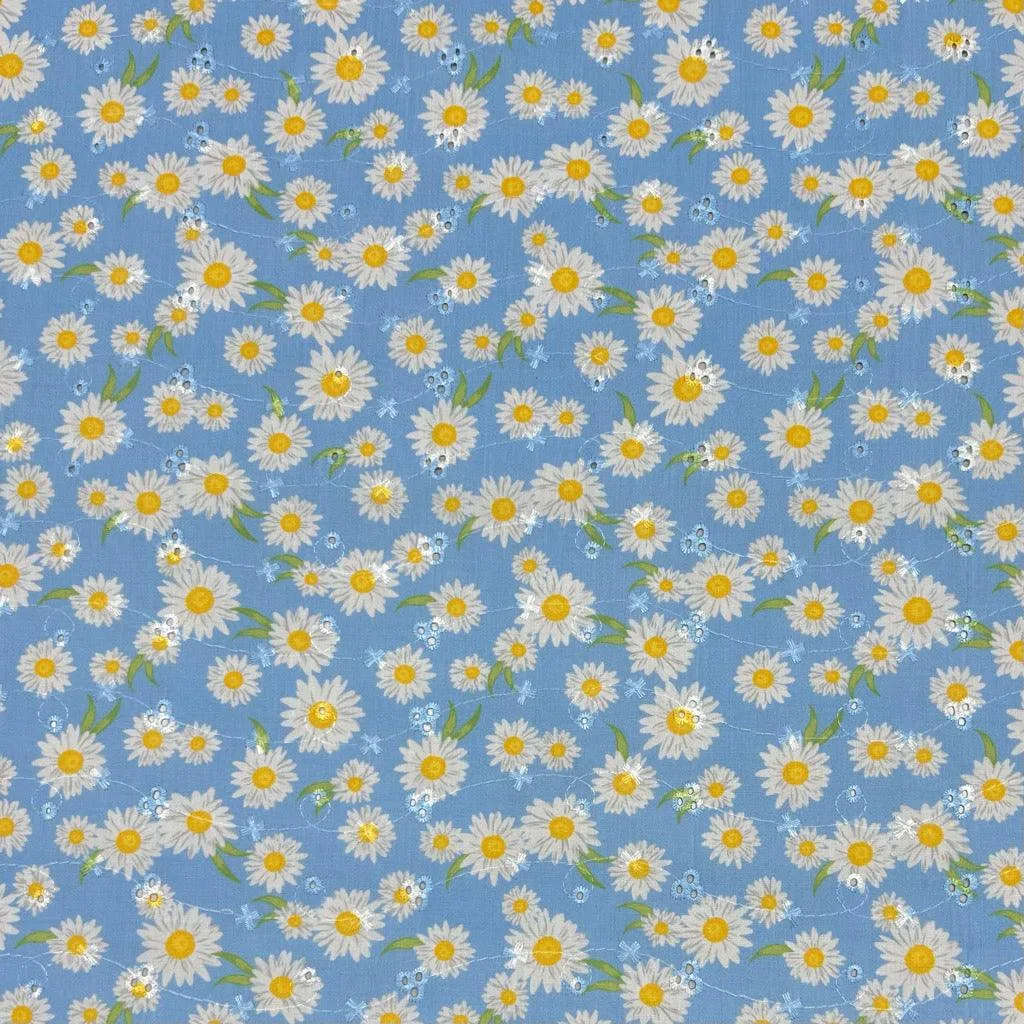 Daisies Broderie Anglaise Polycotton Fabric