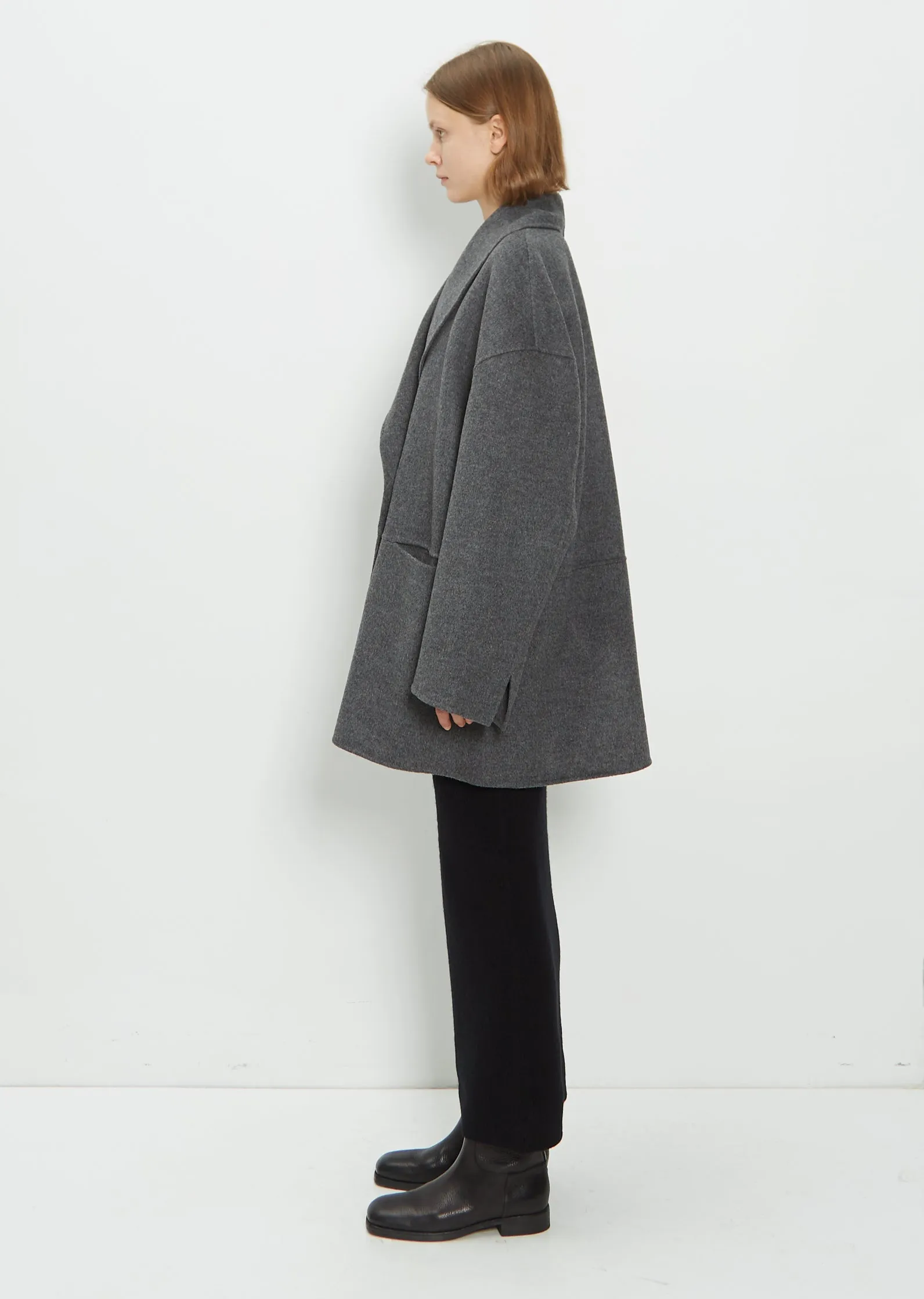 Double Breasted Wool Jacket — Grey Melange