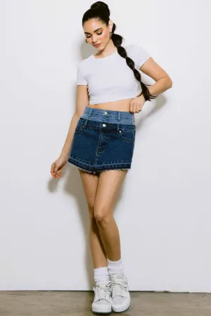 Double Waist Denim Skirt