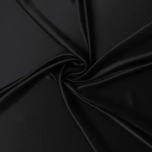 Elegant Black Pure Silk Satin Fabric, 110 cm Width-D20130