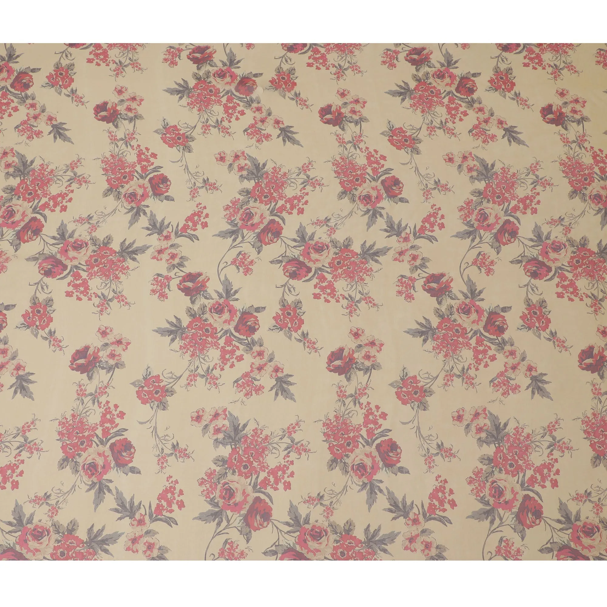 Elegant Cream Floral Silk Chiffon Fabric, 110cm Width – Perfect for Romantic Blouses and Flowing Dresses-D20092