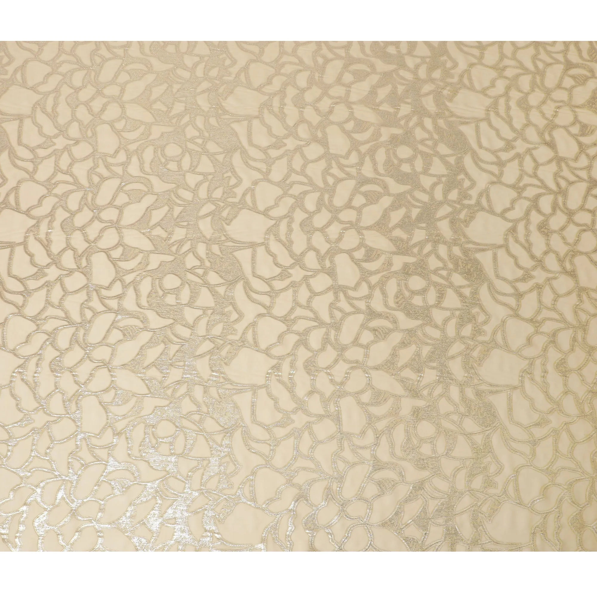 Elegant Cream Silk Chiffon Fabric with Metallic Lurex, 110 cm Wide, South Korean Design-D19573