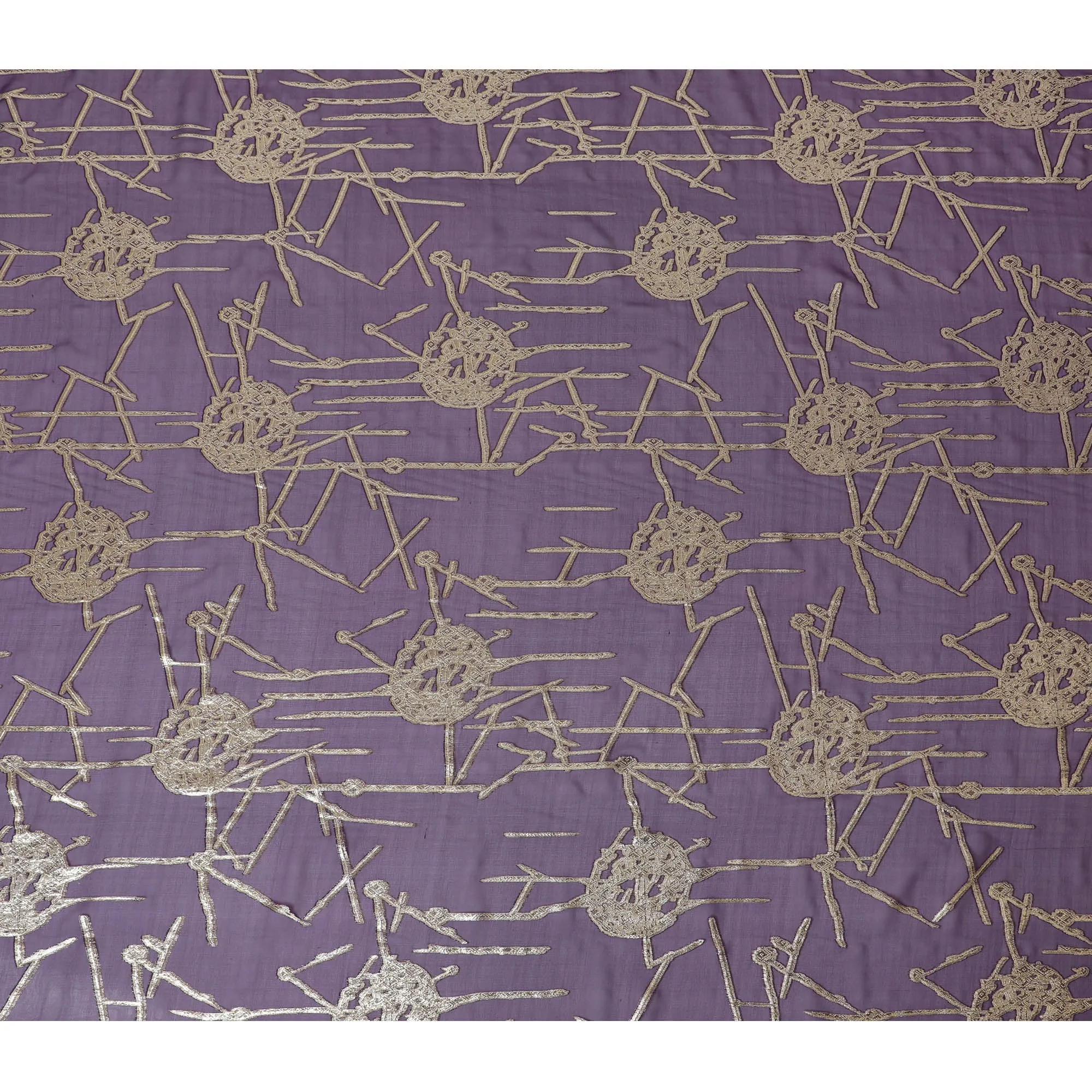 Elegant Purple Silk Chiffon Fabric with Metallic Lurex, 110 cm Wide, South Korean Design-D19576