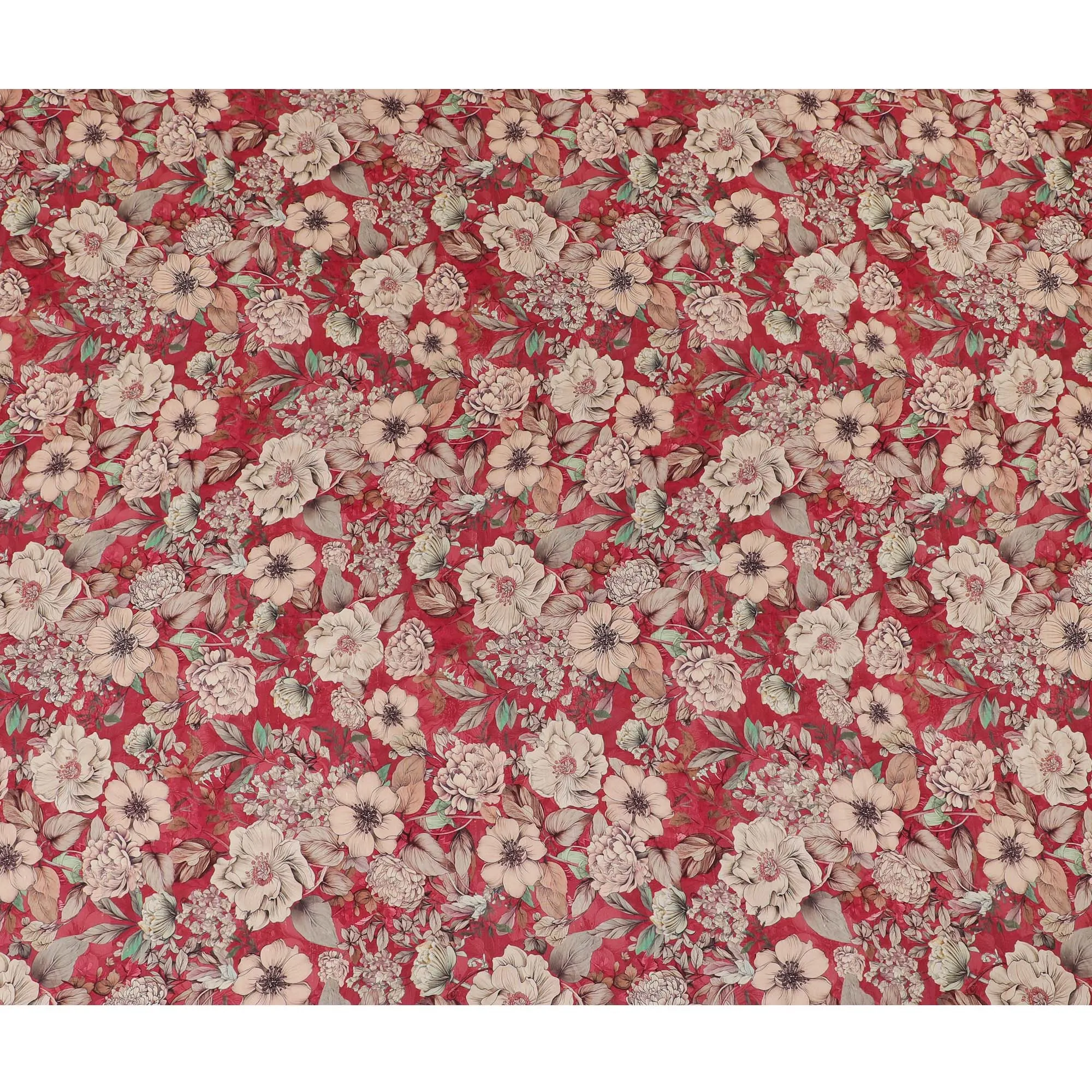 Elegant Red Floral Viscose Fabric - 110 cm Wide-D19409