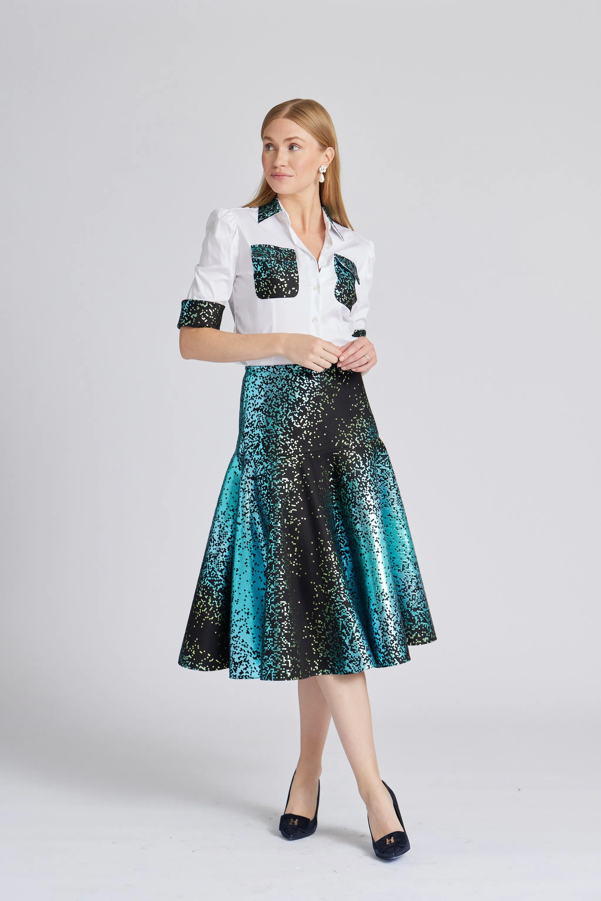 Fancy Camelia Skirt Green Sparkle