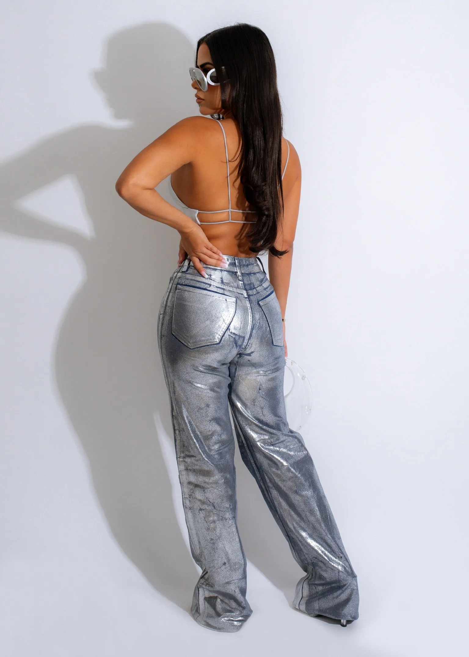 Forgetting You Metallic Jean Silver