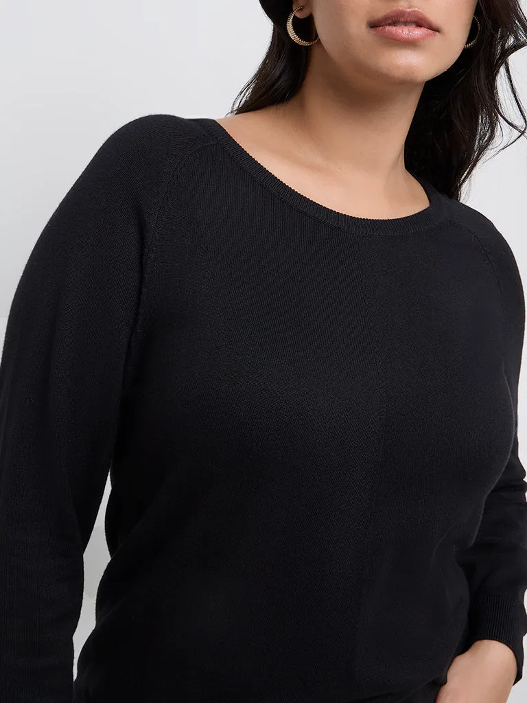 Gia Black Knit-Textured Sweater