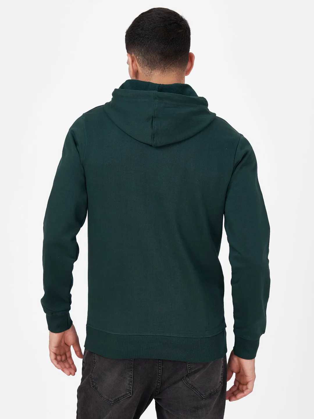 Green Printed Full Sleeve Hoodie