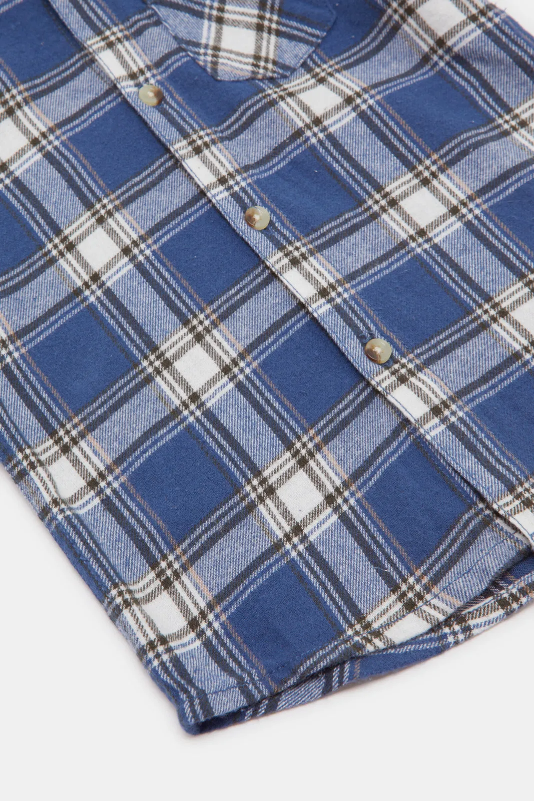 Infant Boys Blue Checked  Hoody Flannel Shirts