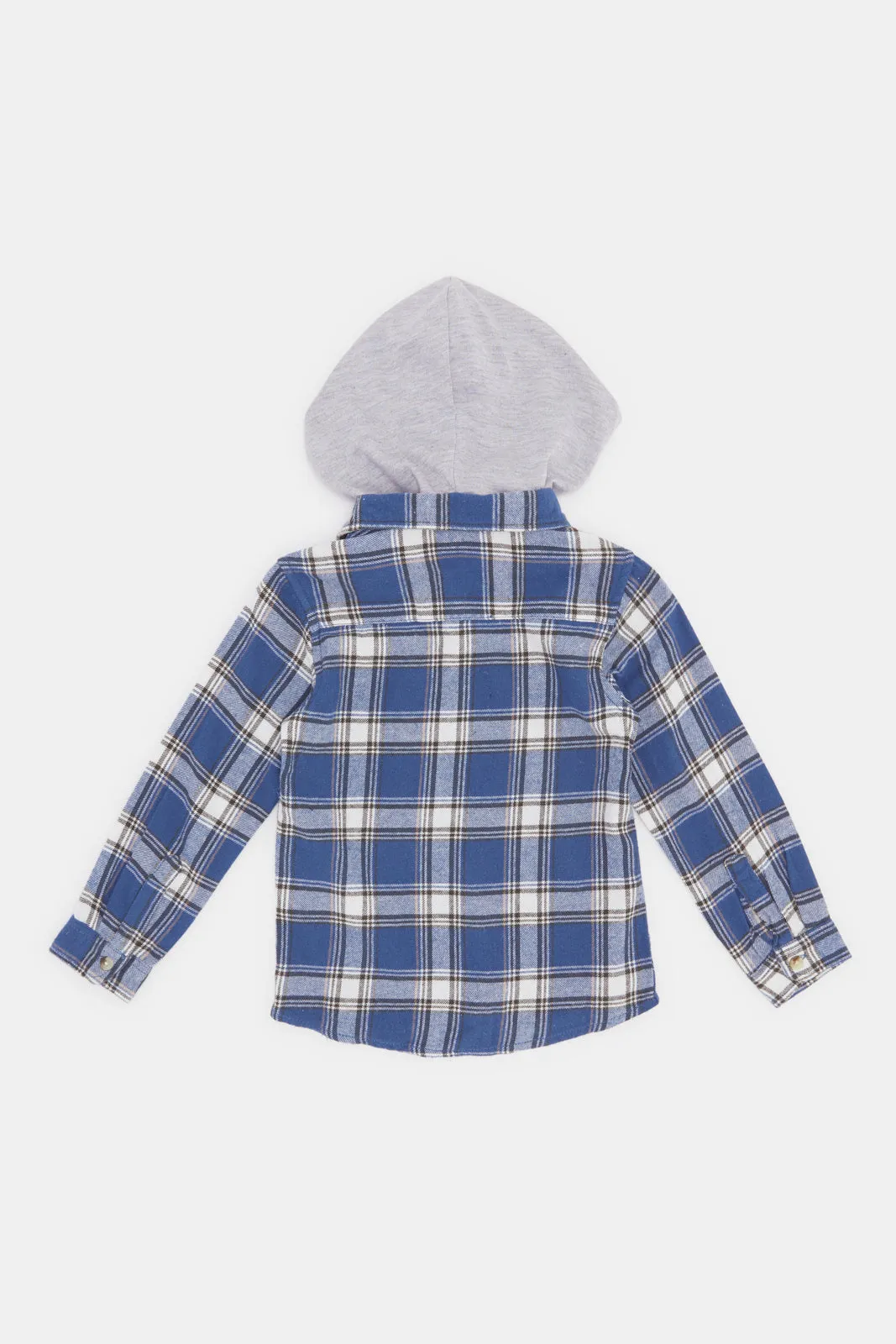 Infant Boys Blue Checked  Hoody Flannel Shirts