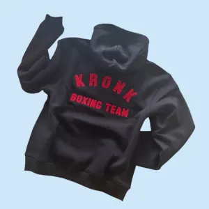 KRONK Boxing Team Towelling Applique Hoodie Loose Fit Black