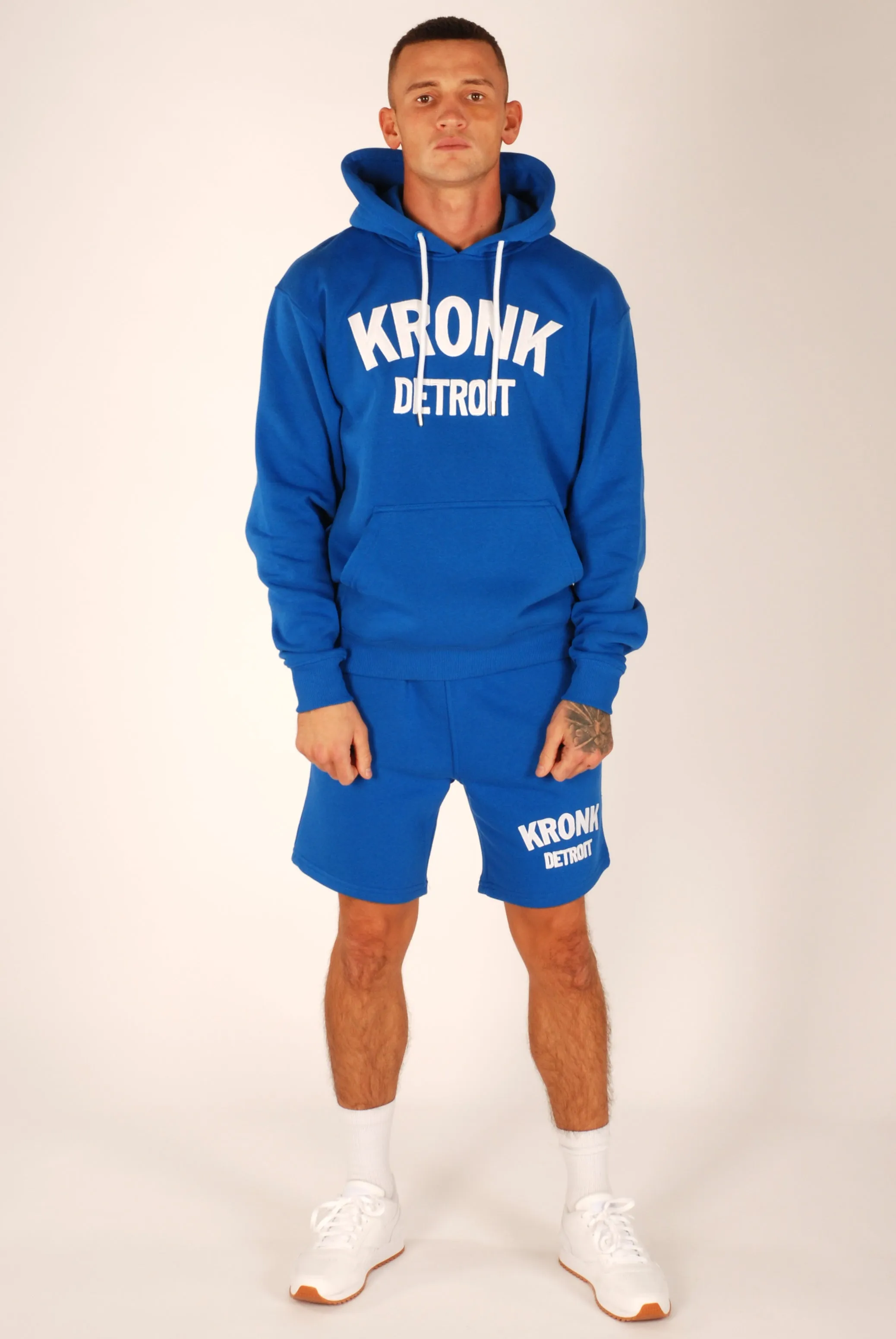 KRONK Detroit Applique Hoodie Regular Fit Royal Blue with White logo