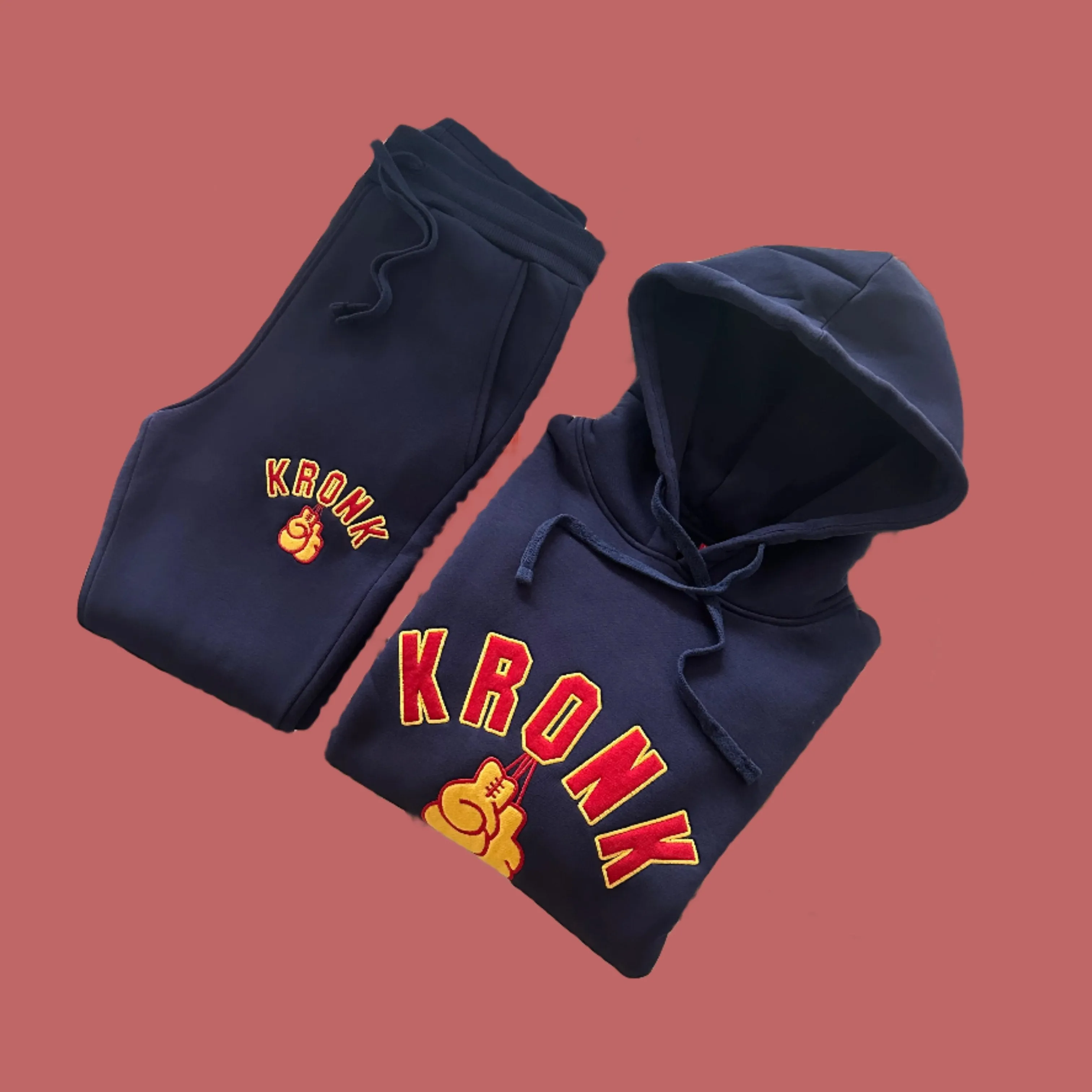 KRONK Gloves Applique Hoodie Loose Fit Navy