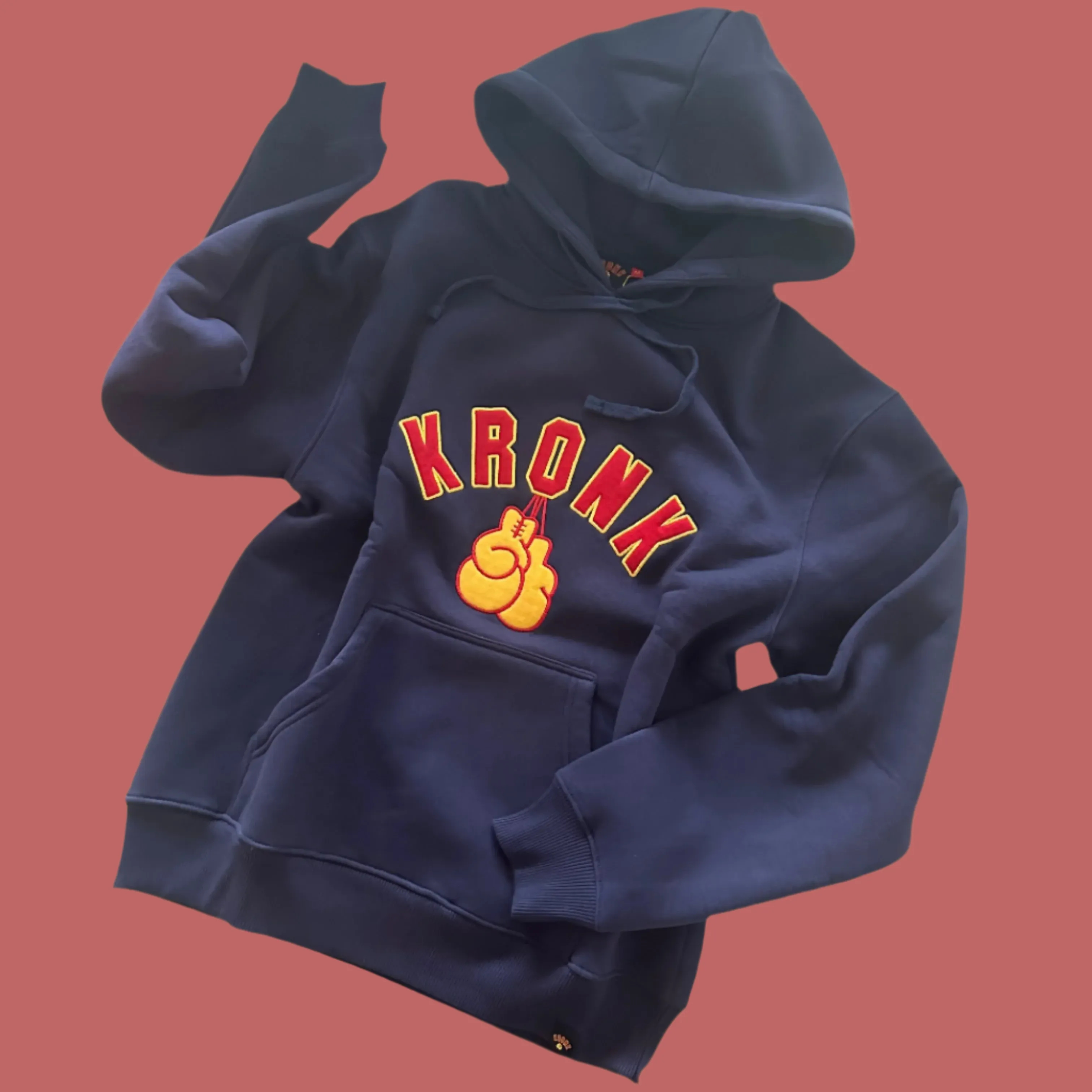 KRONK Gloves Applique Hoodie Loose Fit Navy