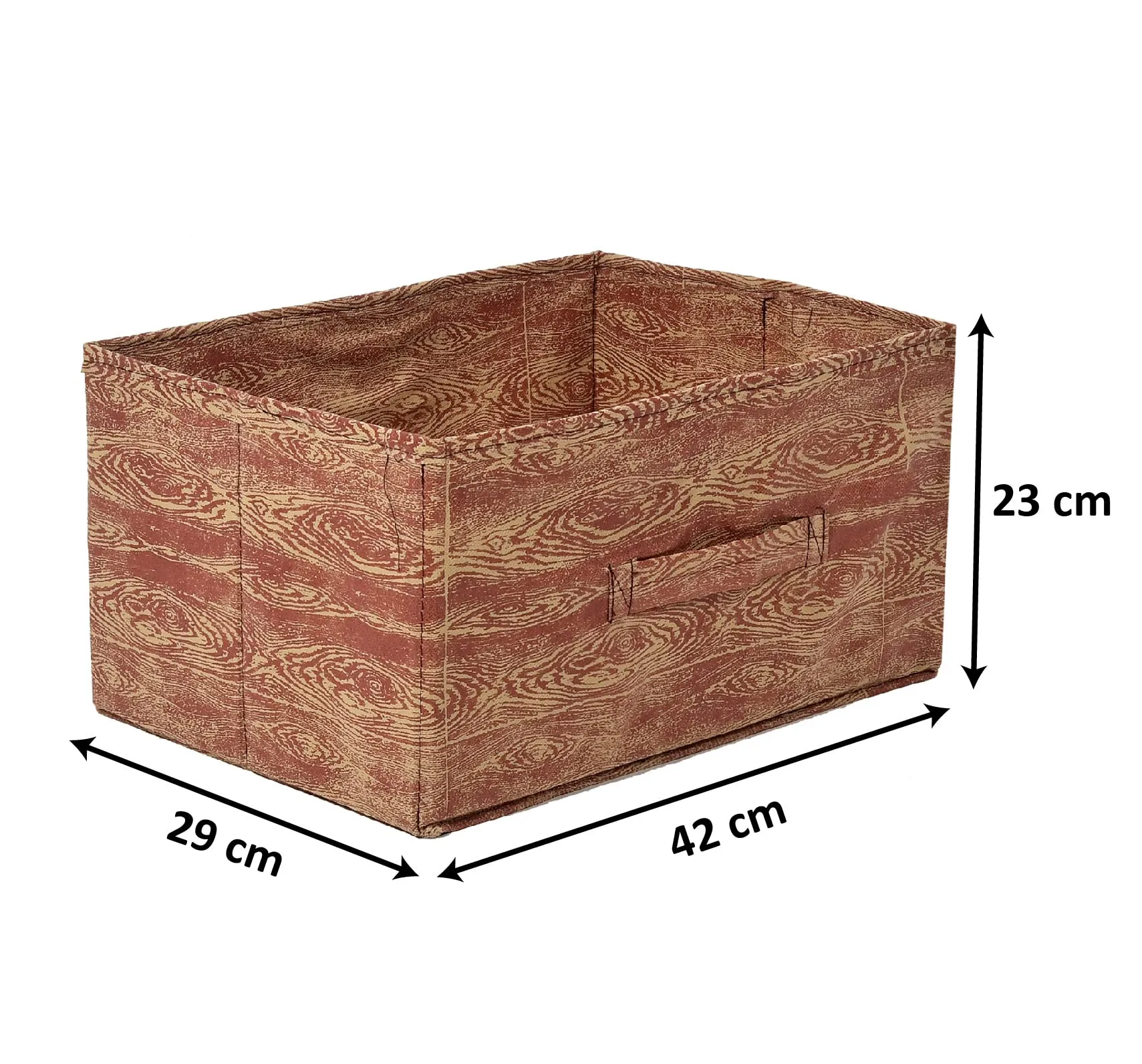 Kuber Industries Wooden Design Non-Woven Rectangular Flodable Cloth Storage Box/Drawer- Pack of 3 (Maroon Brown)-44KM0591