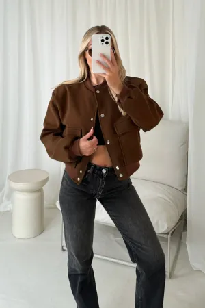 Lana chocolate bomber jacket