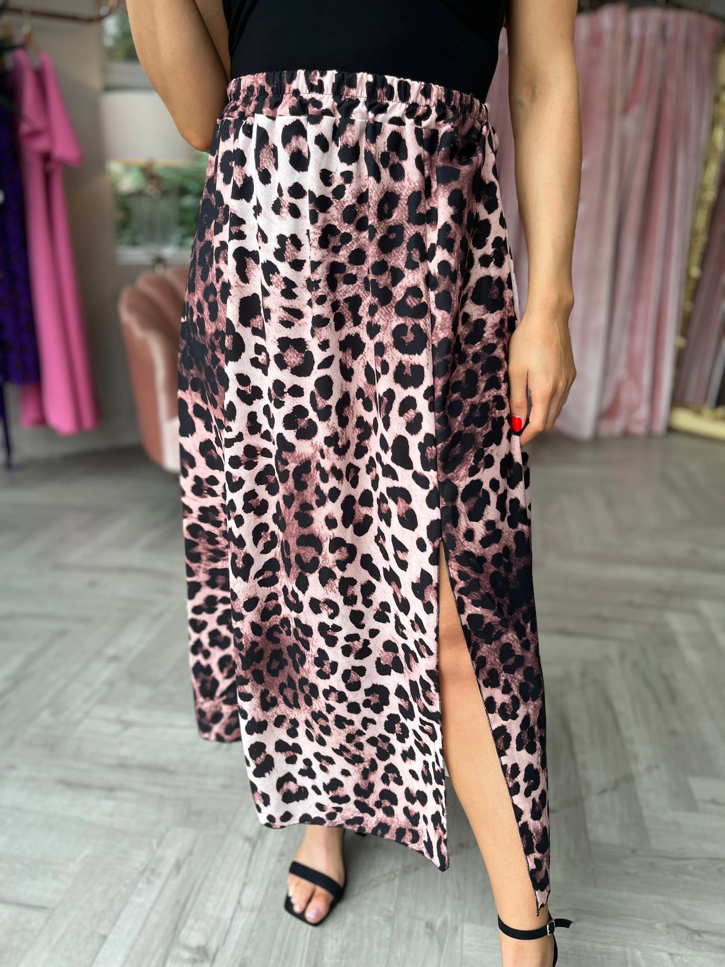 Leopard Split Skirt