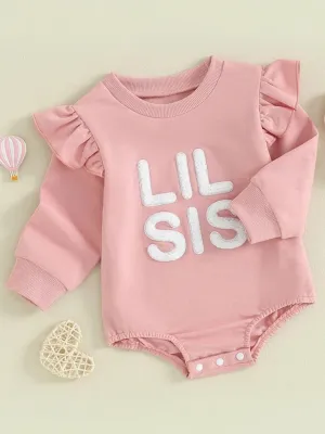 Lil Sis Pink Ruffle Sweatshirts