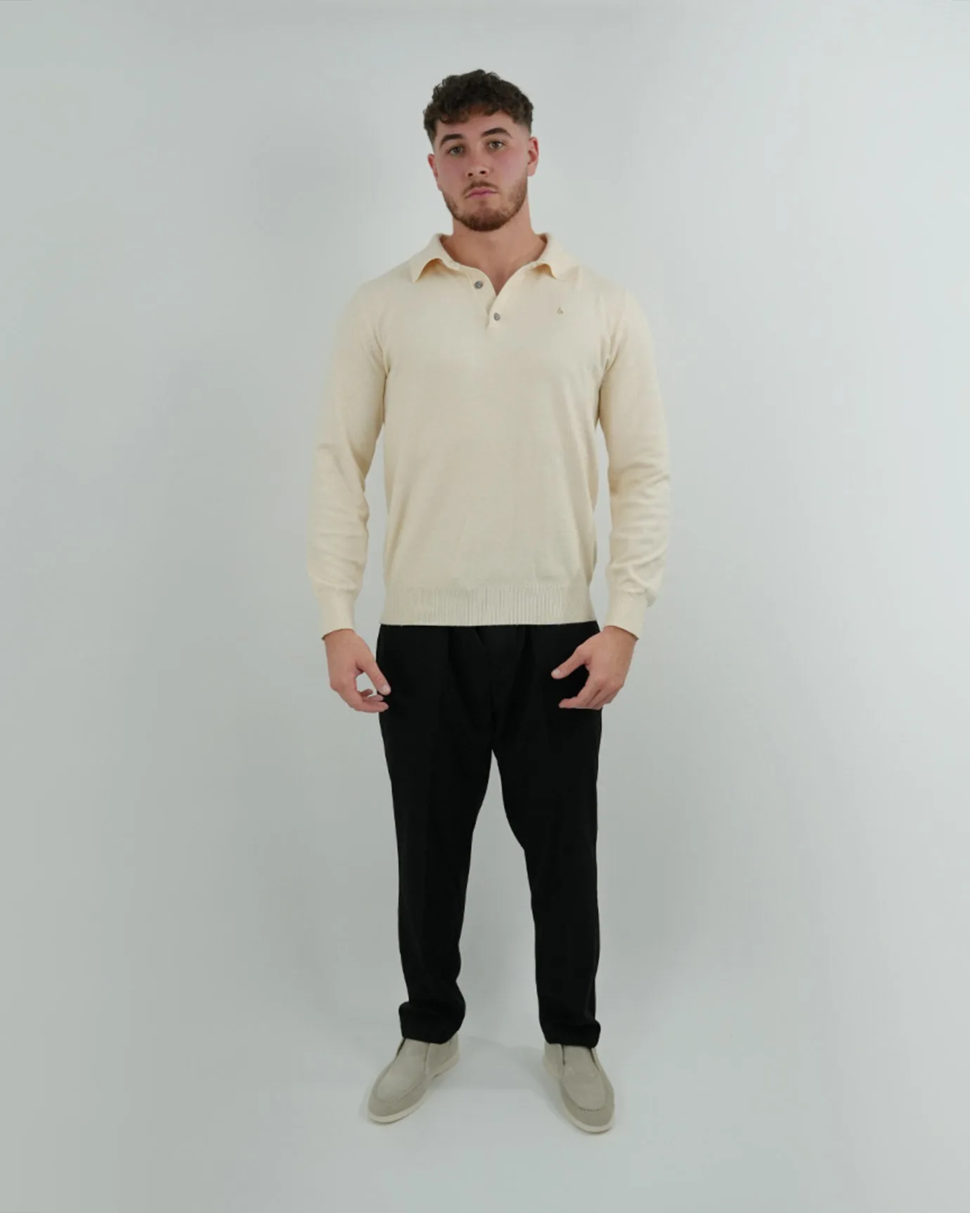 LOVAU COTTON WOOL OLD MONEY POLO - BEIGE