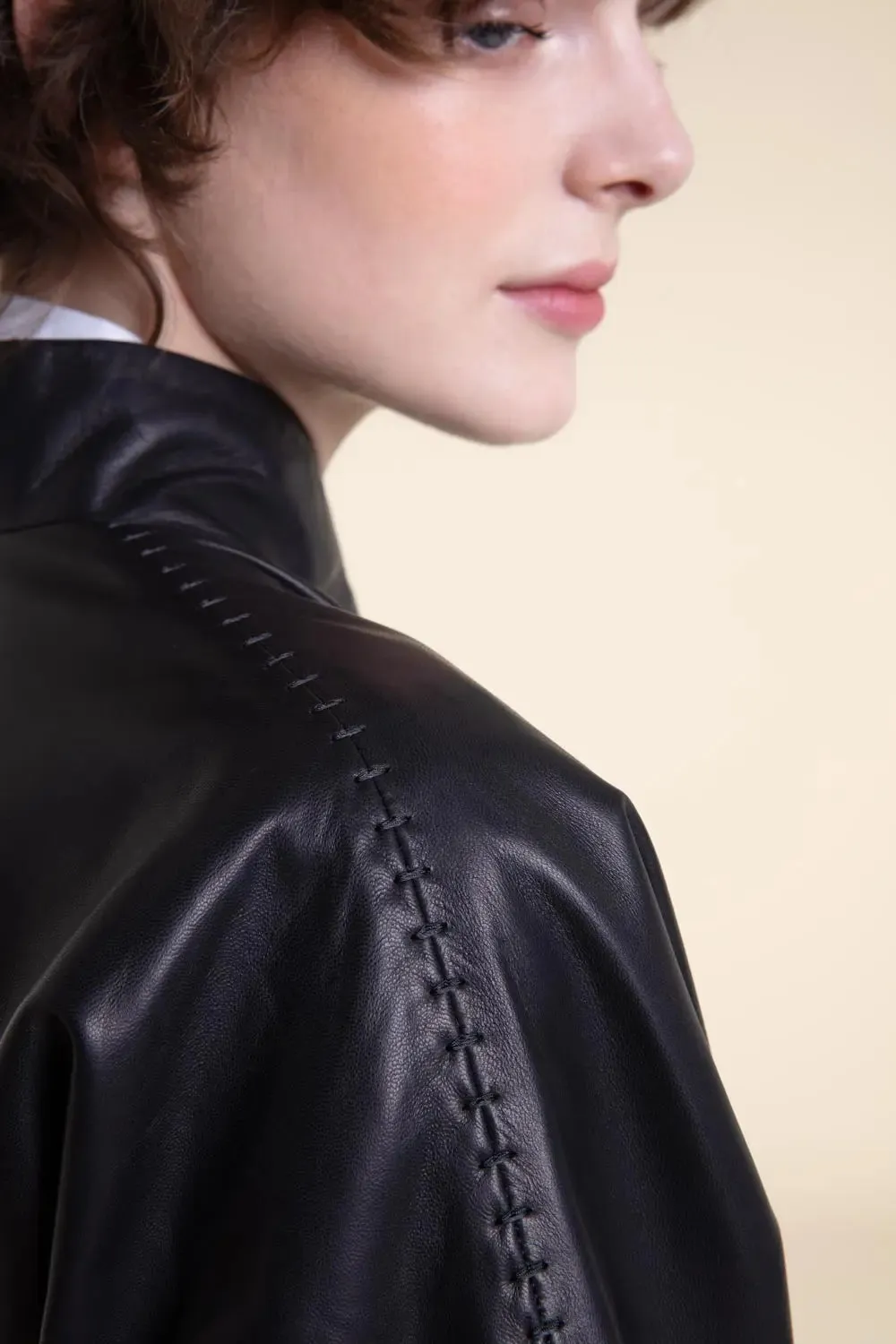 Luxury leather jacket womens