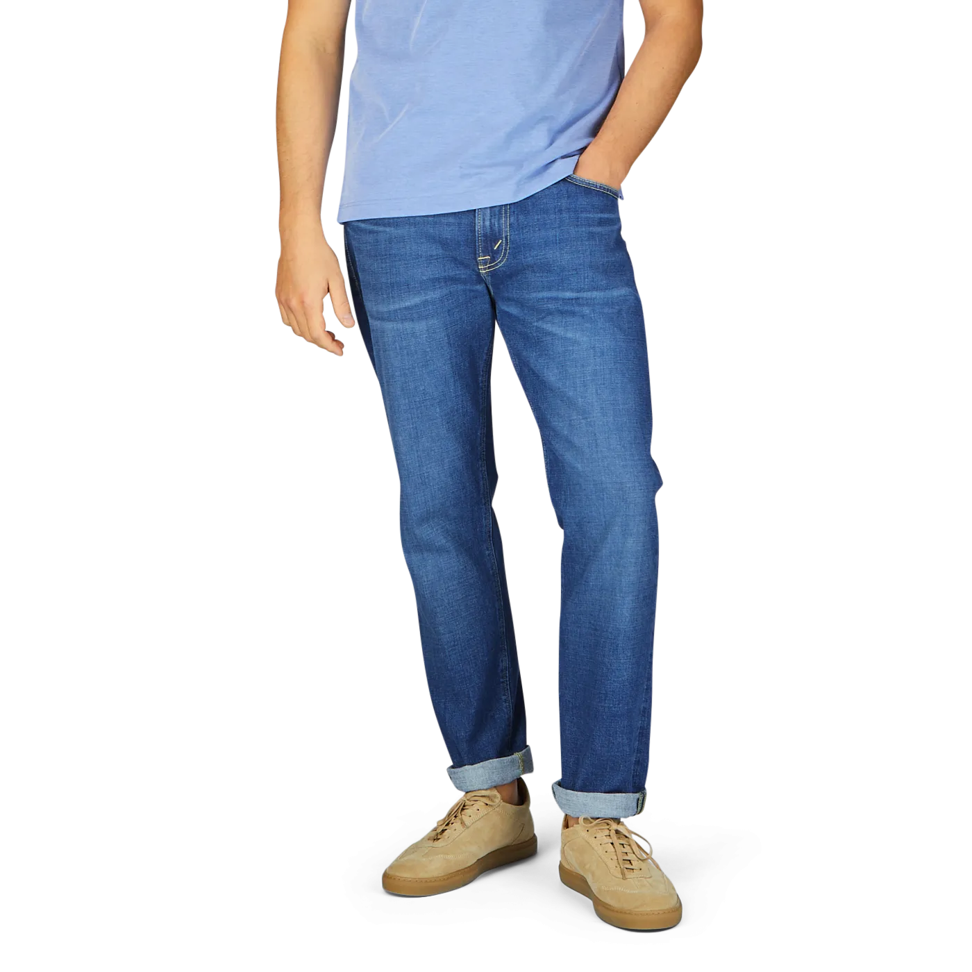 Medium Blue Washed Cotton TM005 Jeans