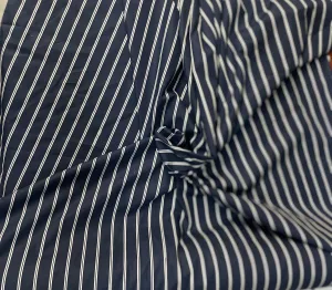 Nautical Stripe Cotton Shirting - Navy & White