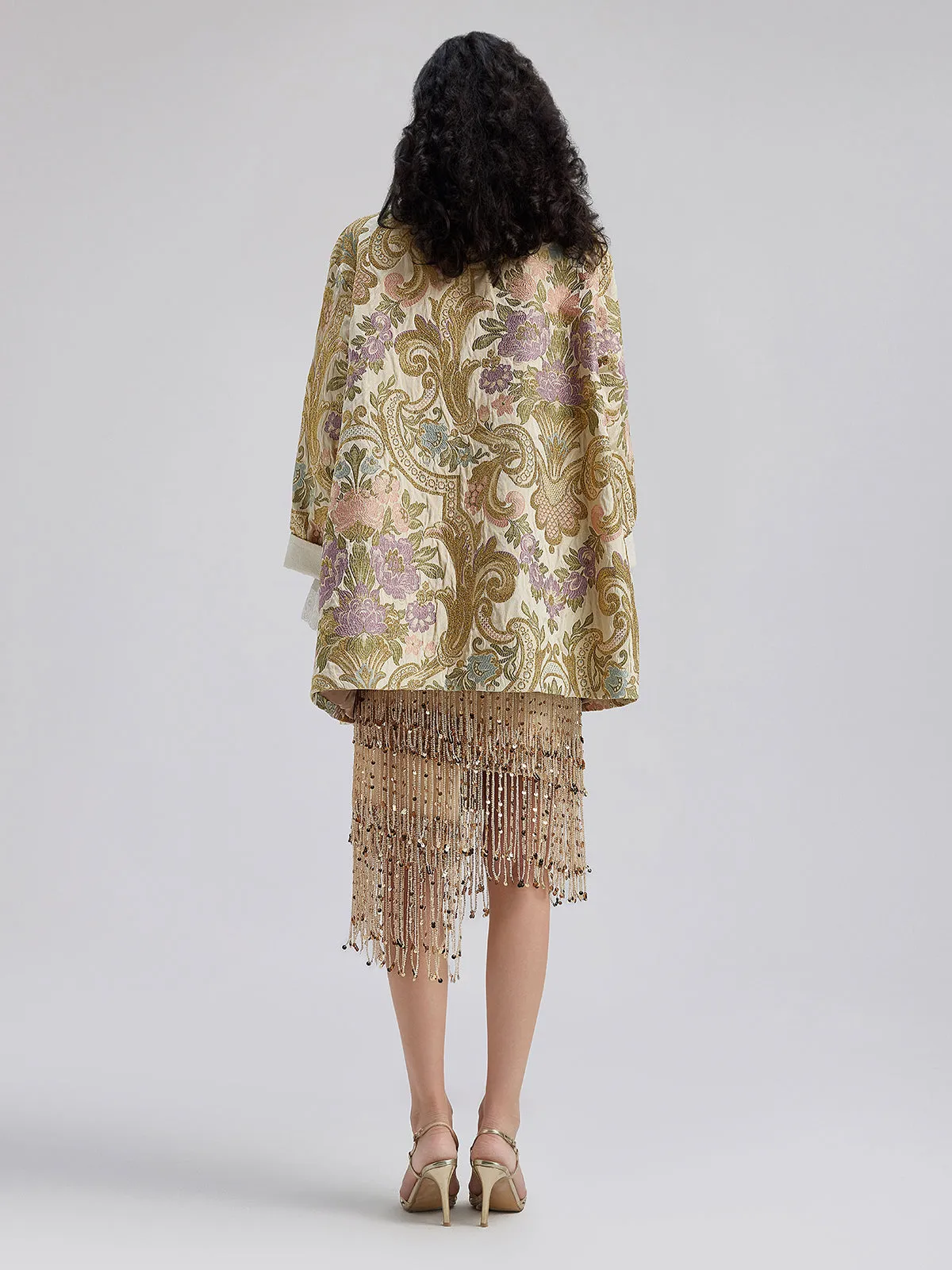 New Chinese Style Vintage Woven Gold Jacket