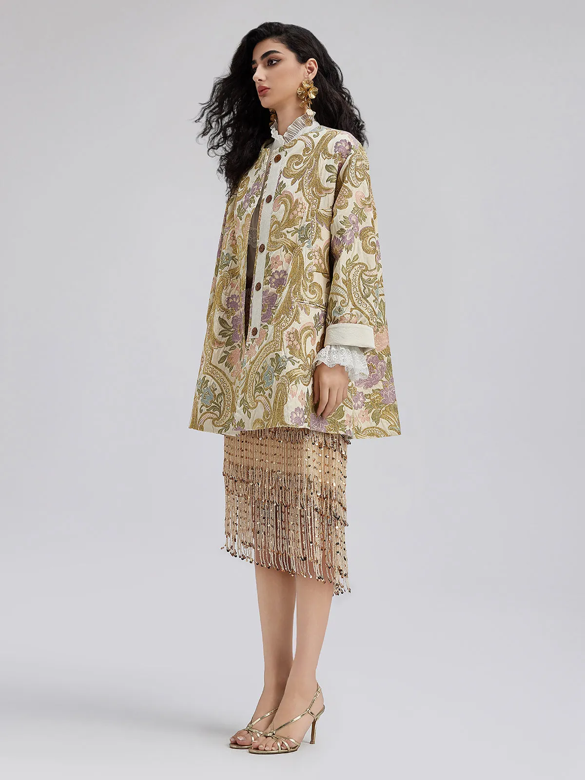 New Chinese Style Vintage Woven Gold Jacket