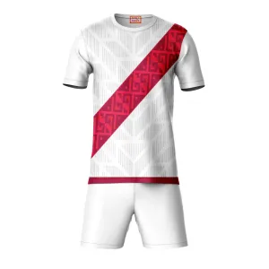 Next Print Round neck jersey white with shorts NPTS27