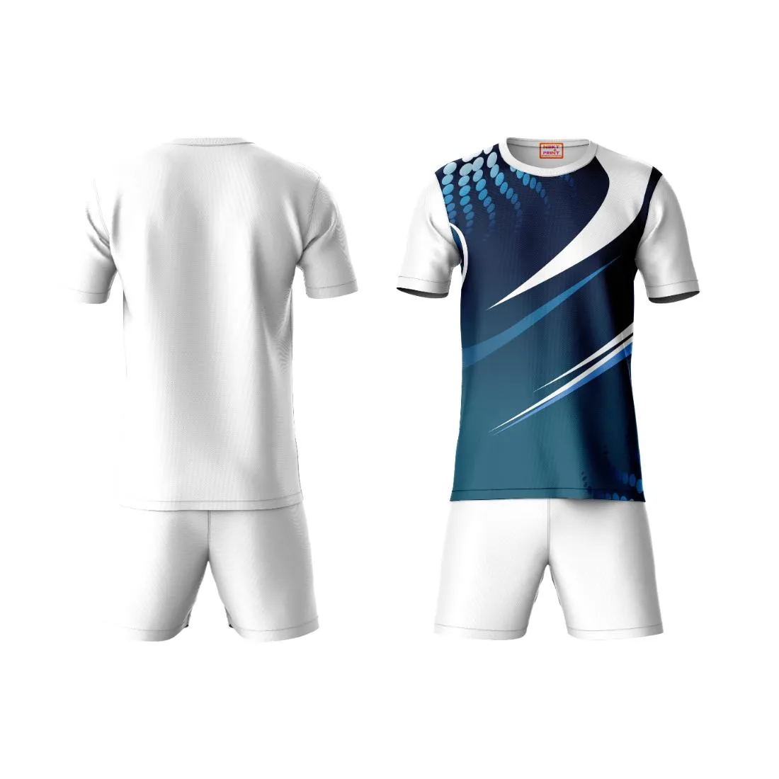 Next Print Round neck jersey white with shorts NPTS79