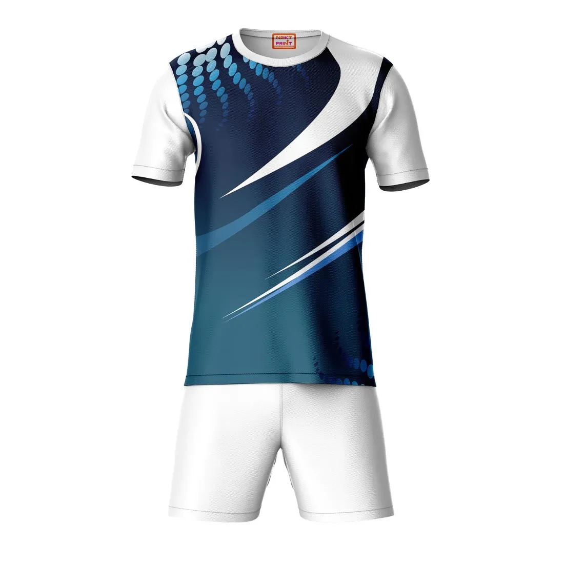 Next Print Round neck jersey white with shorts NPTS79