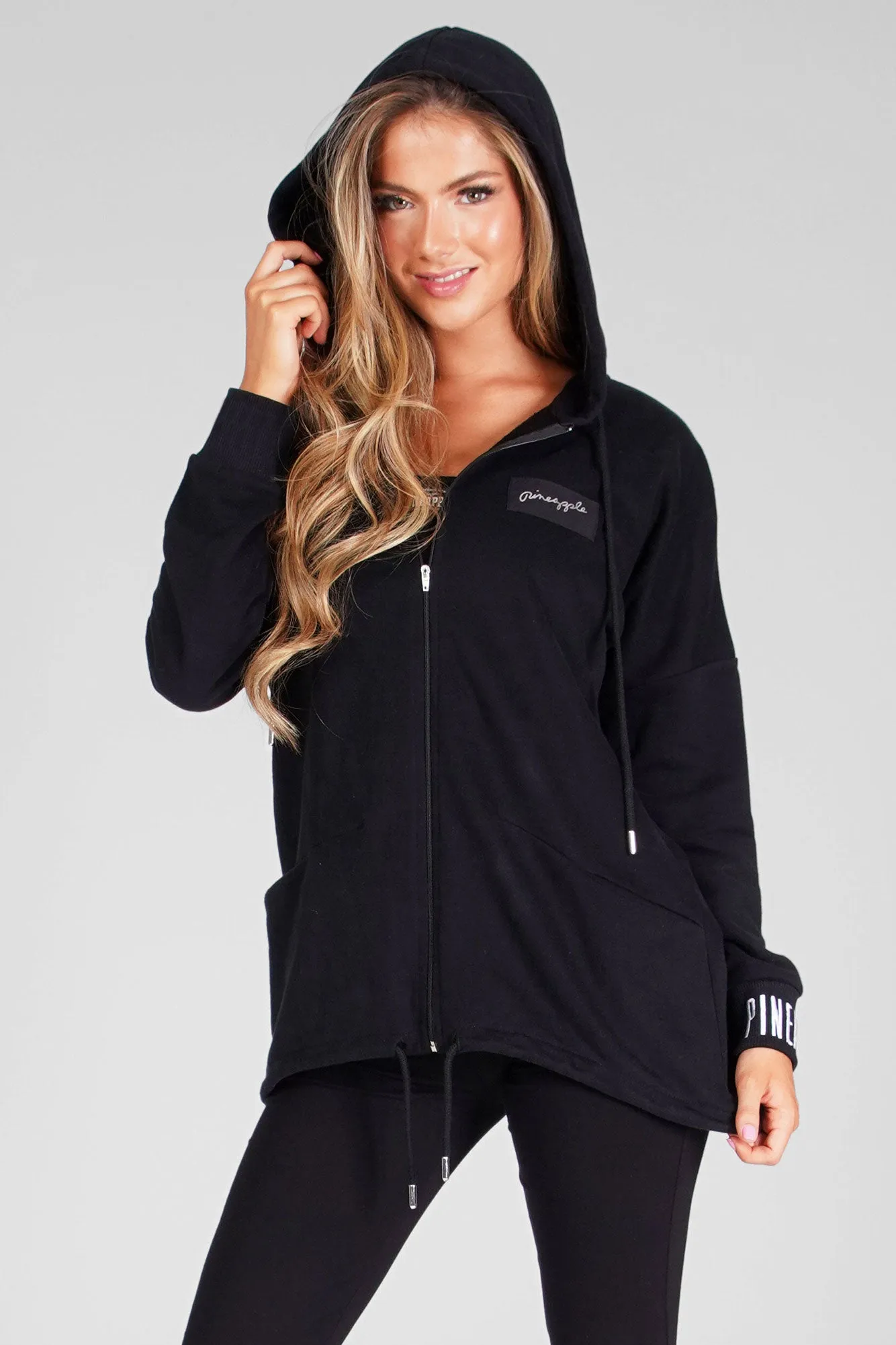 Parker Style Longline Zip Hoodie