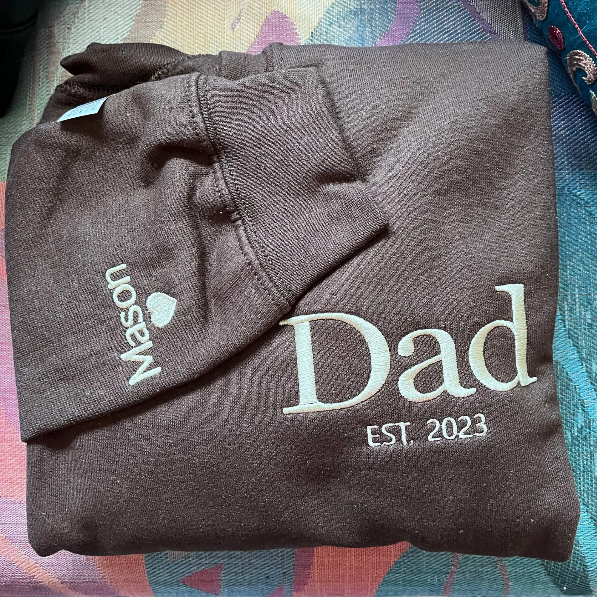 Personalized Grandpa Sweatshirt Embroidered, Grandpa EST Crewneck with Kid Name, Father's Day Gift Idea