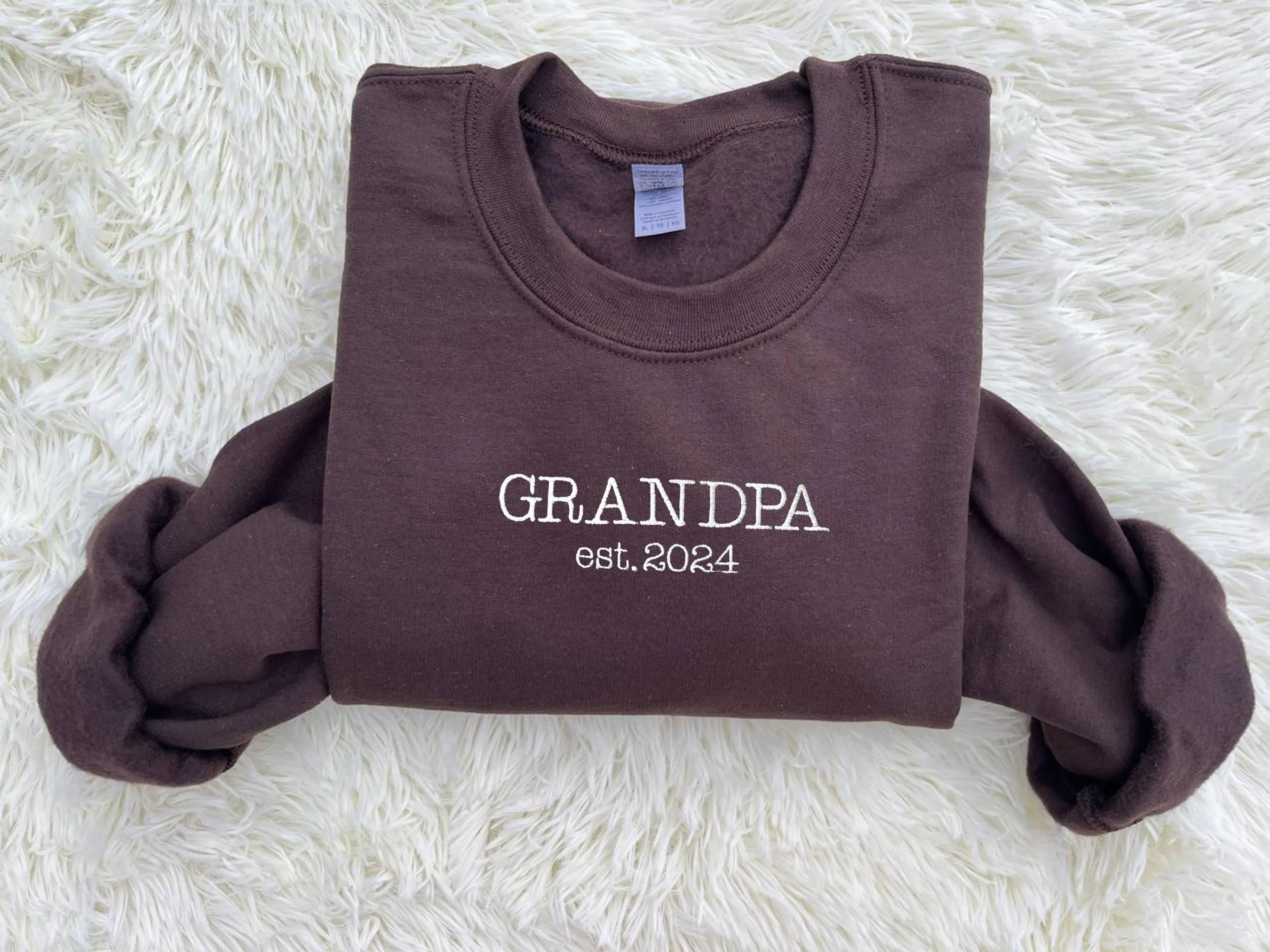 Personalized Grandpa Sweatshirt Embroidered, Grandpa EST Crewneck with Kid Name, Father's Day Gift Idea