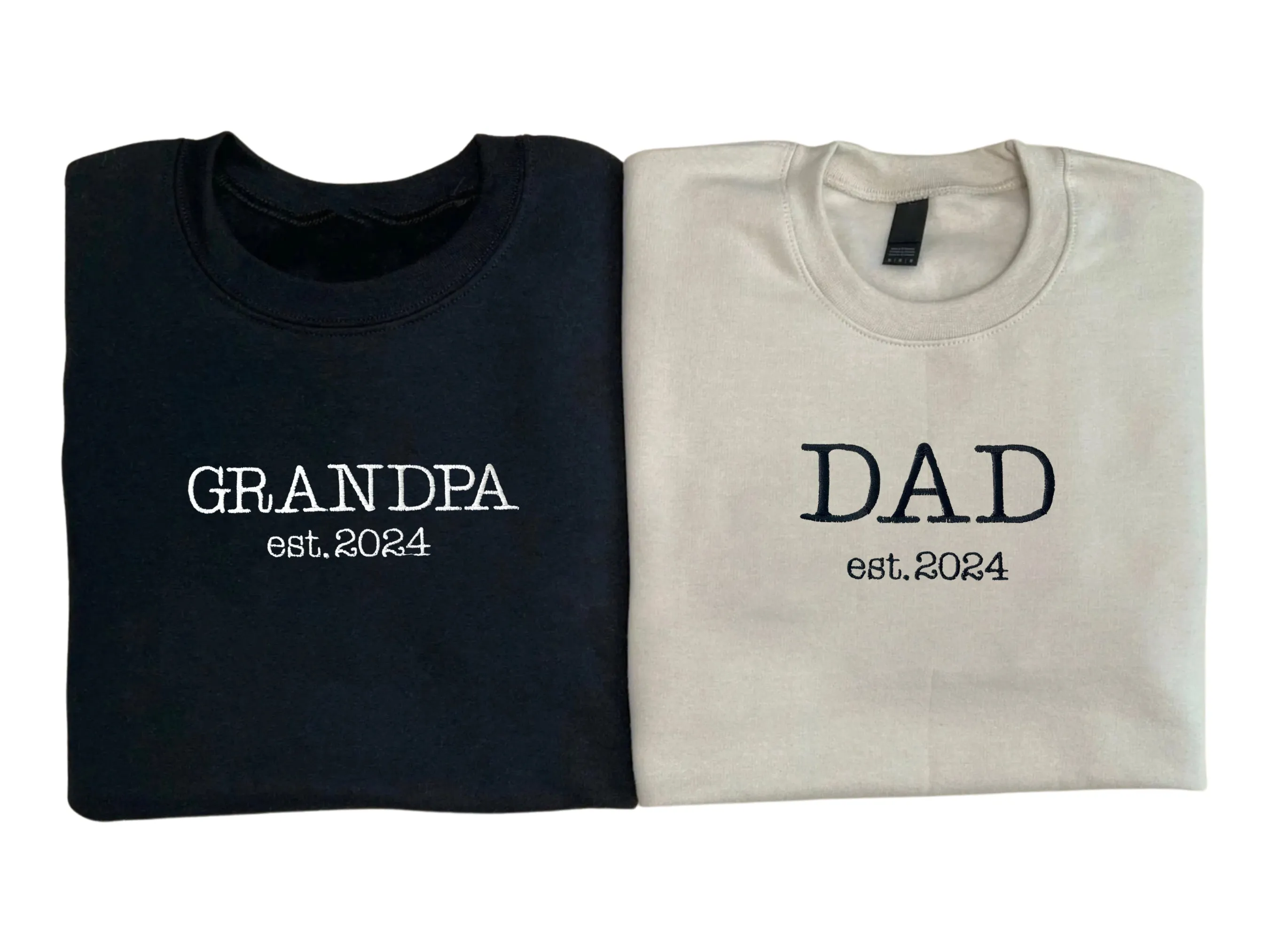 Personalized Grandpa Sweatshirt Embroidered, Grandpa EST Crewneck with Kid Name, Father's Day Gift Idea