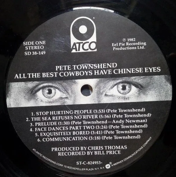 Pete Townshend - All The Best Cowboys Have Chinese Eyes  (LP, Album, Gat) (M)