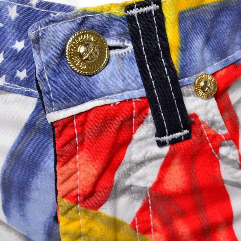 Rare Vintage Gianni Versace Jeans Couture Pants W Novelty Flag Print 26 XS